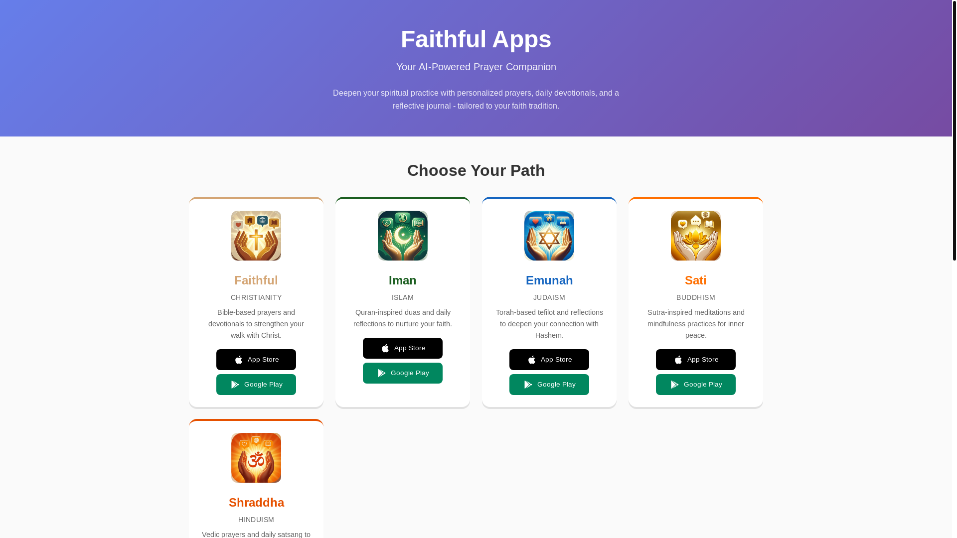 website screenshot of https://myfaithfulapps.com/
