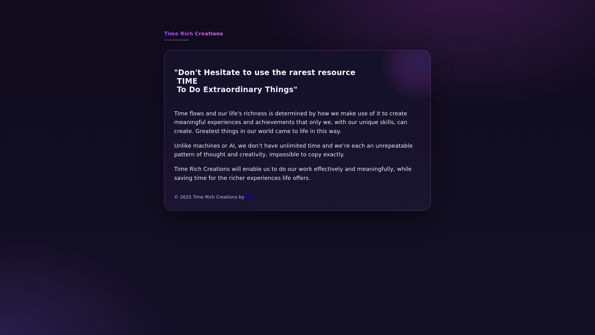 website screenshot of https://timerichcreations.pages.dev/