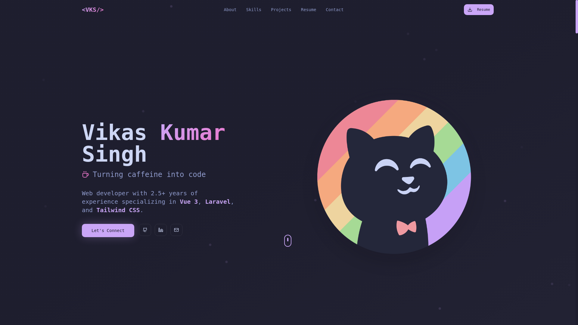 website screenshot of https://vikaskumarsingh.dev/