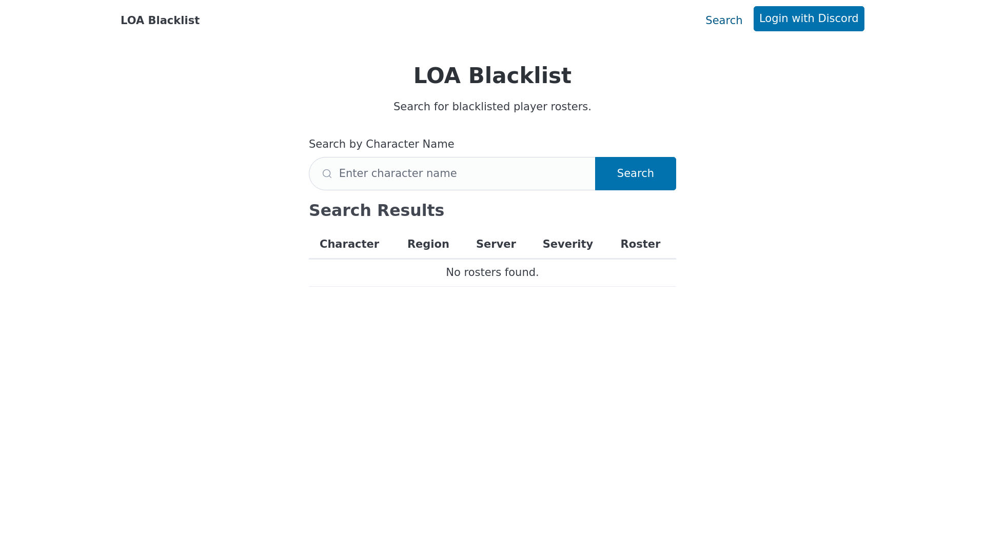 website screenshot of https://loa-blacklist.pages.dev/