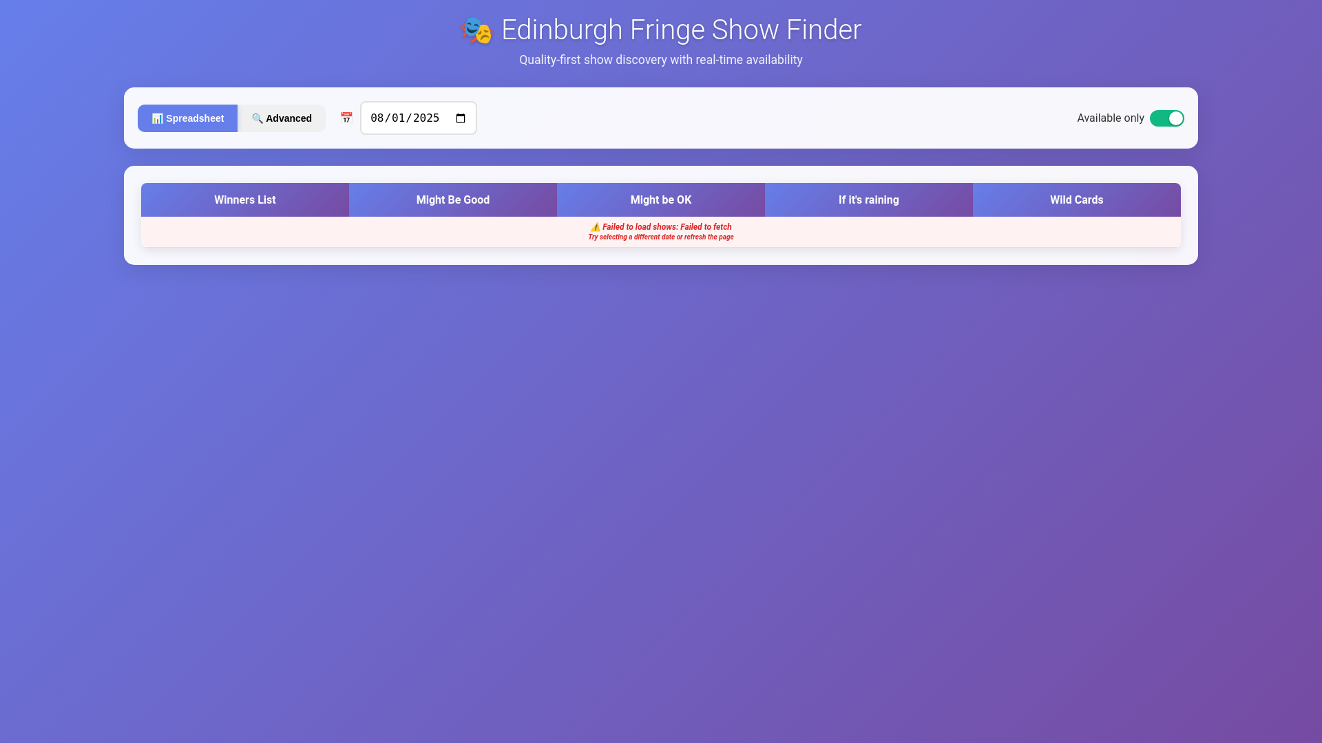 website screenshot of https://fringe-frontend-staging.pages.dev/