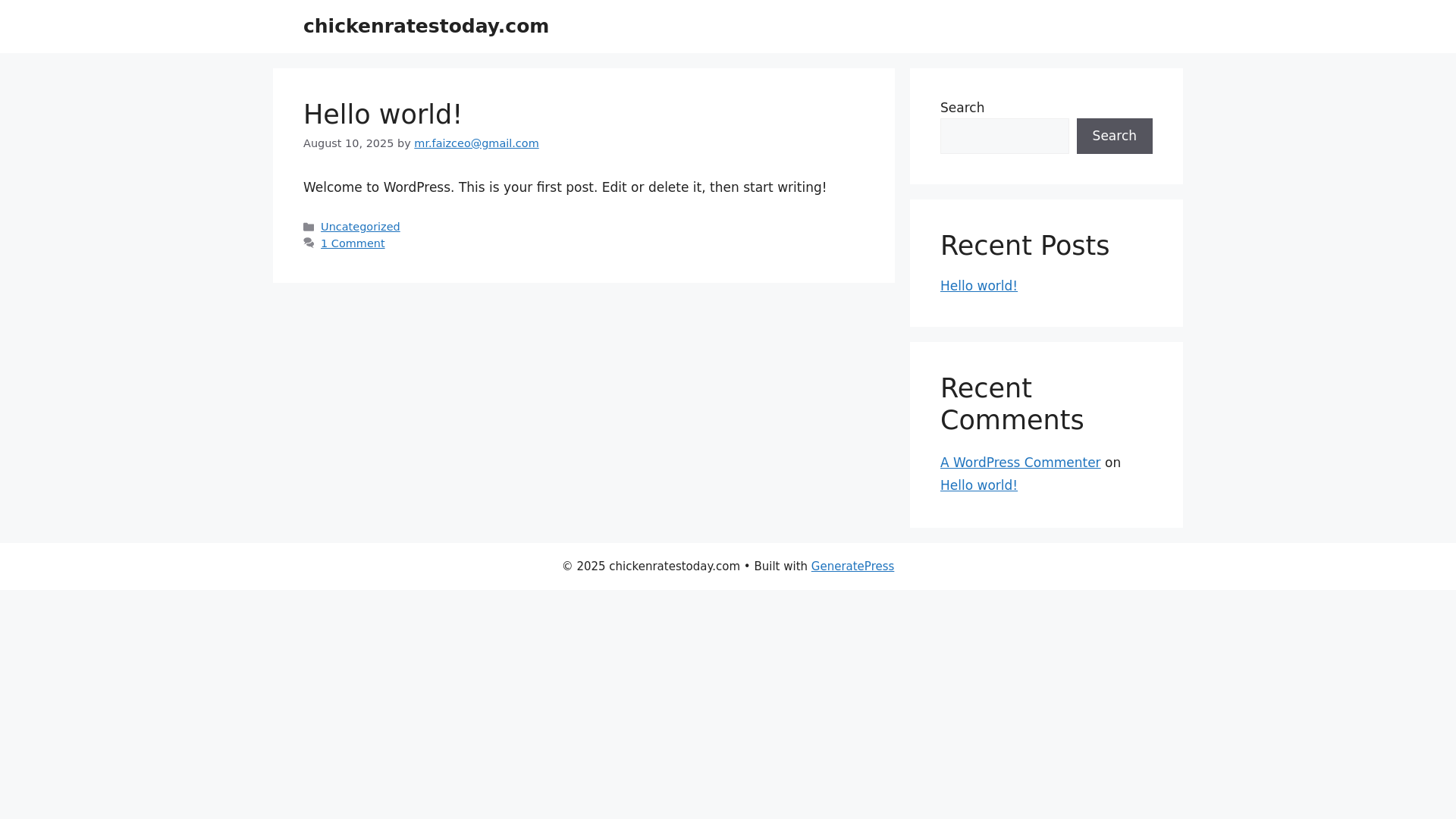 website screenshot of https://chickenratestoday.com/