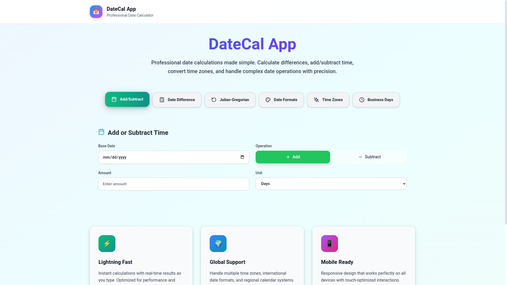 website screenshot of https://datecal.app/