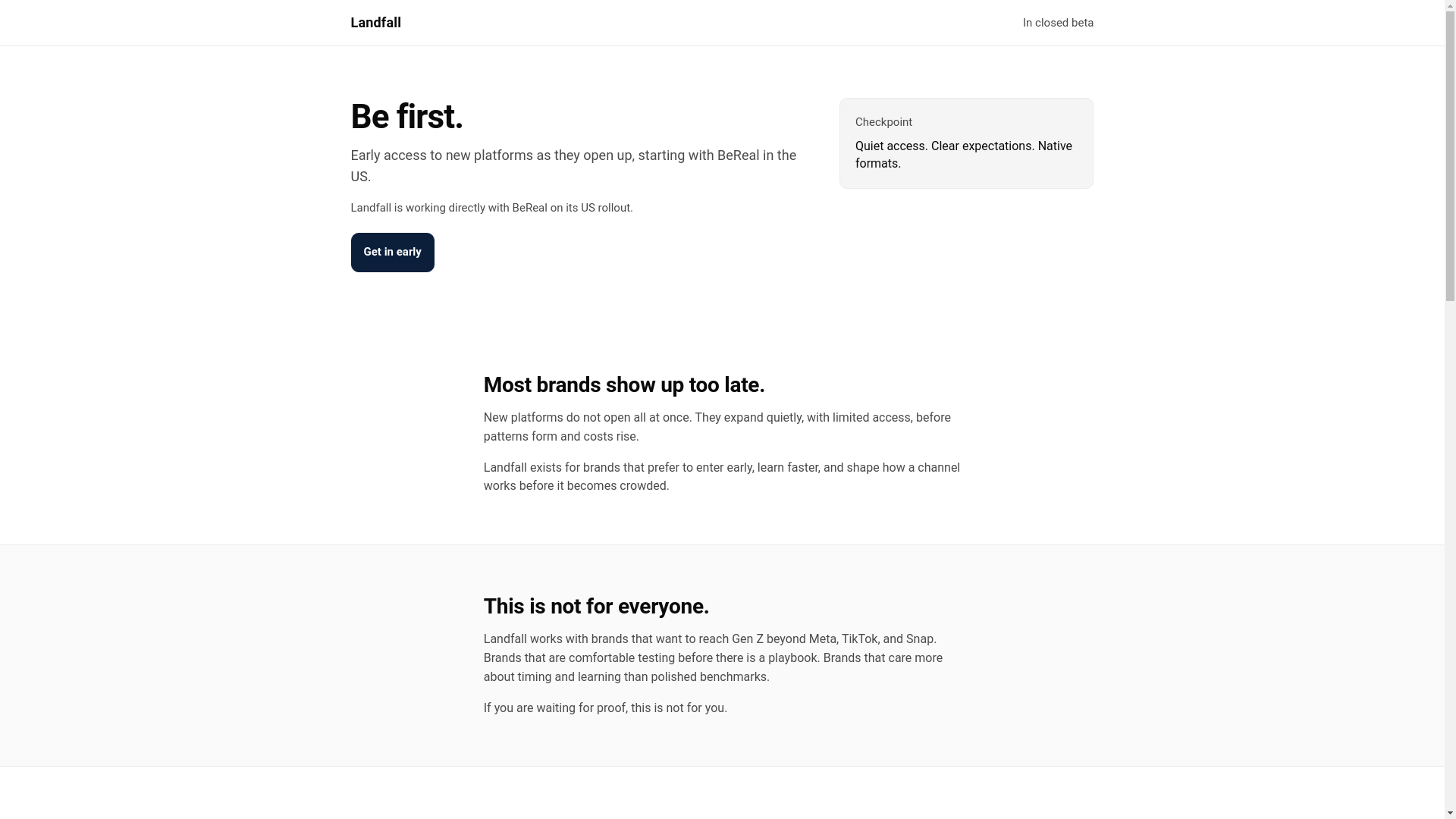 website screenshot of https://landfall-apn.pages.dev/