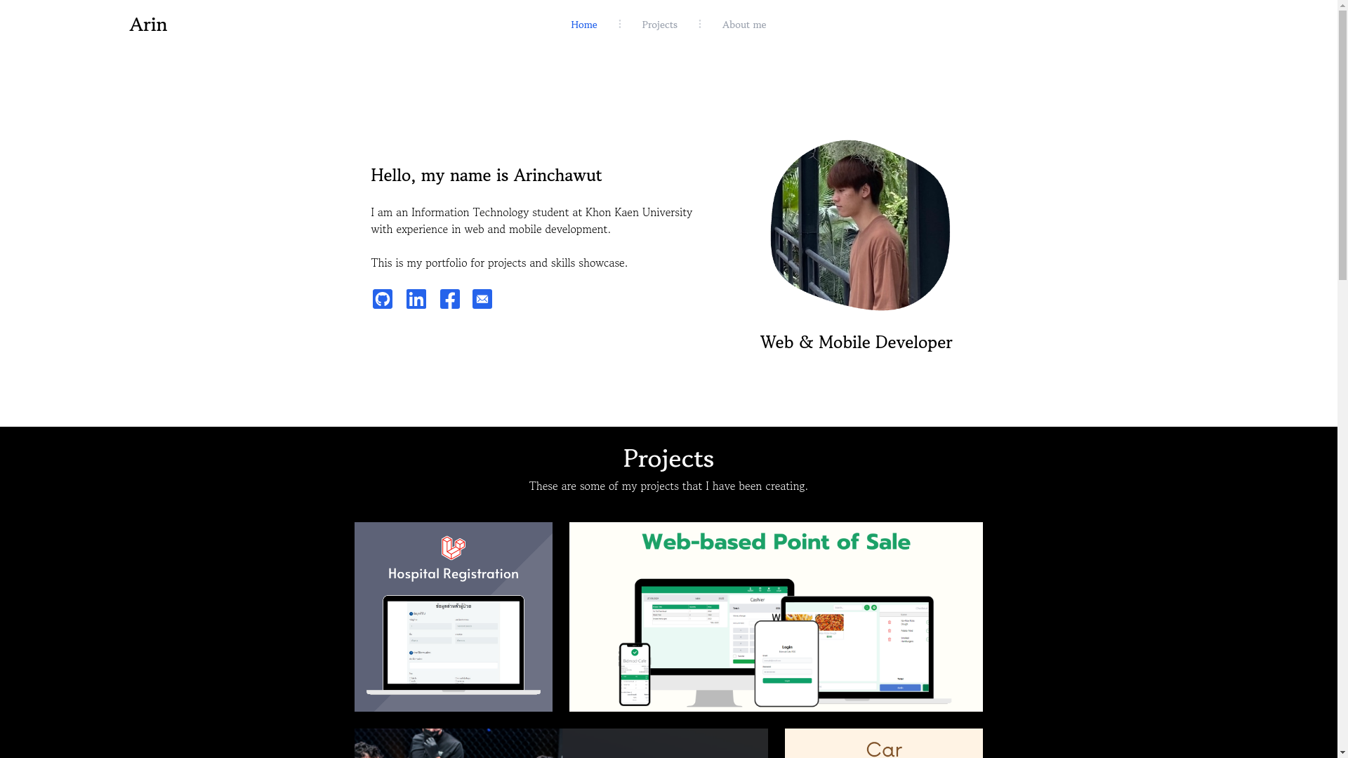 website screenshot of https://arinchawut.pages.dev/