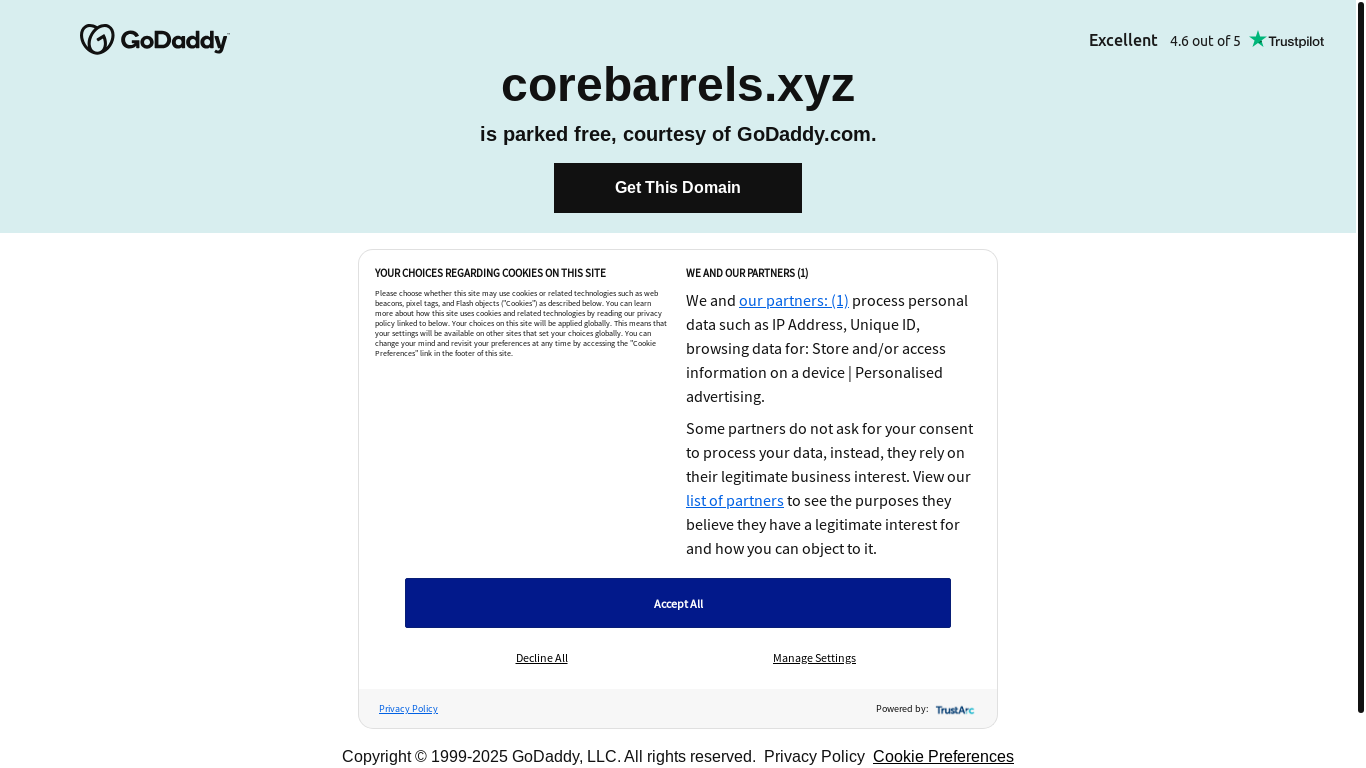 website screenshot of https://corebarrels.xyz/