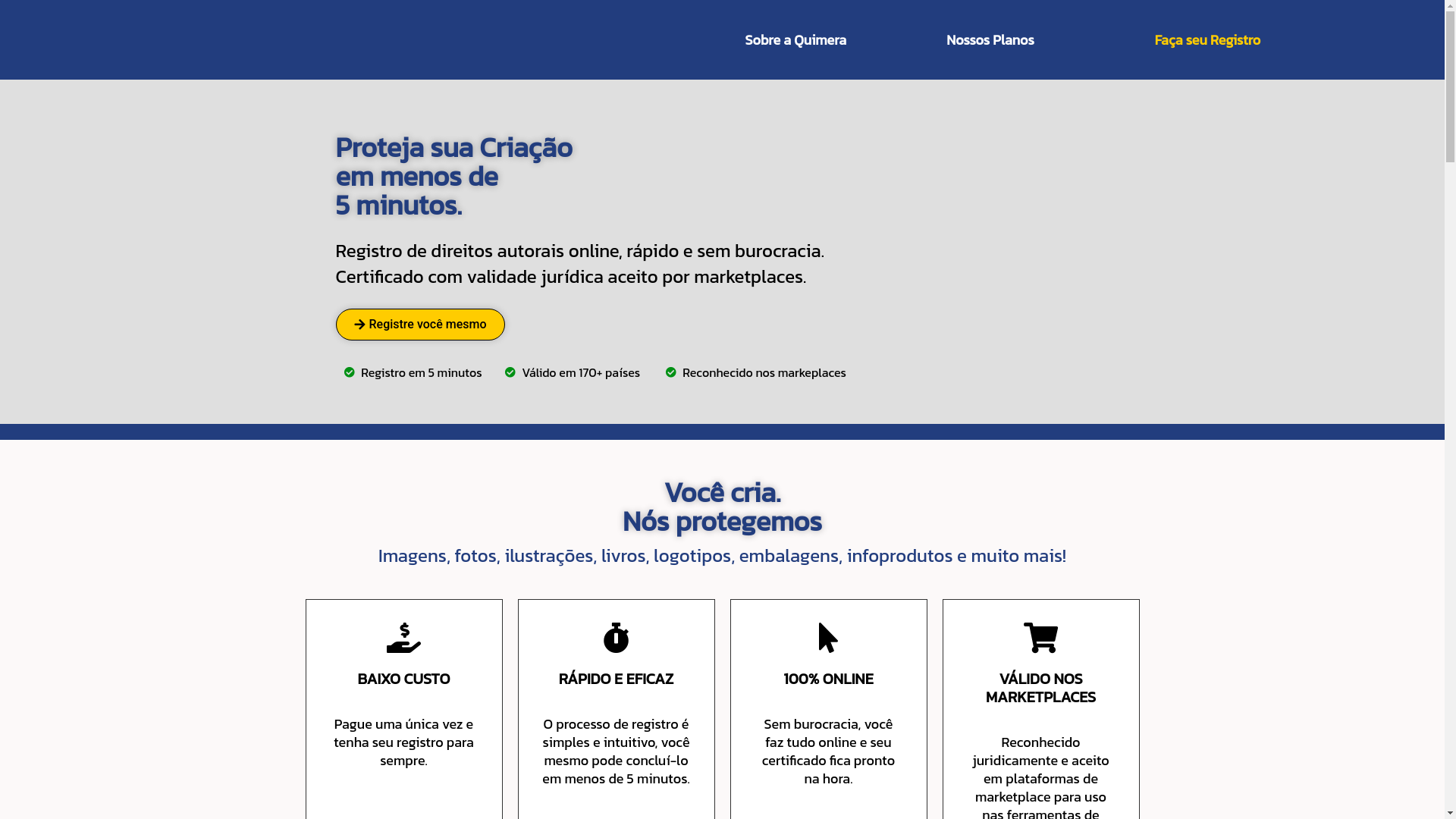 website screenshot of https://registroquimera.com.br/