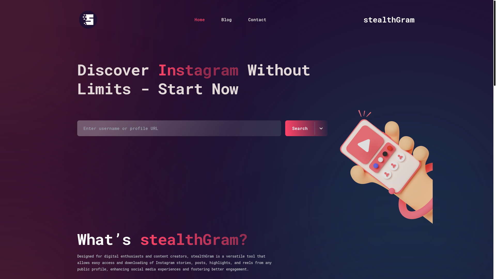 website screenshot of https://stealthgramnext-cloudflare.pages.dev/