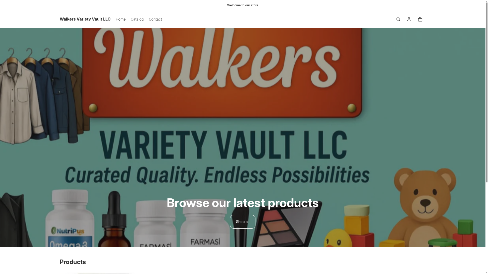 website screenshot of https://walkersvarietyvaultllc.com/