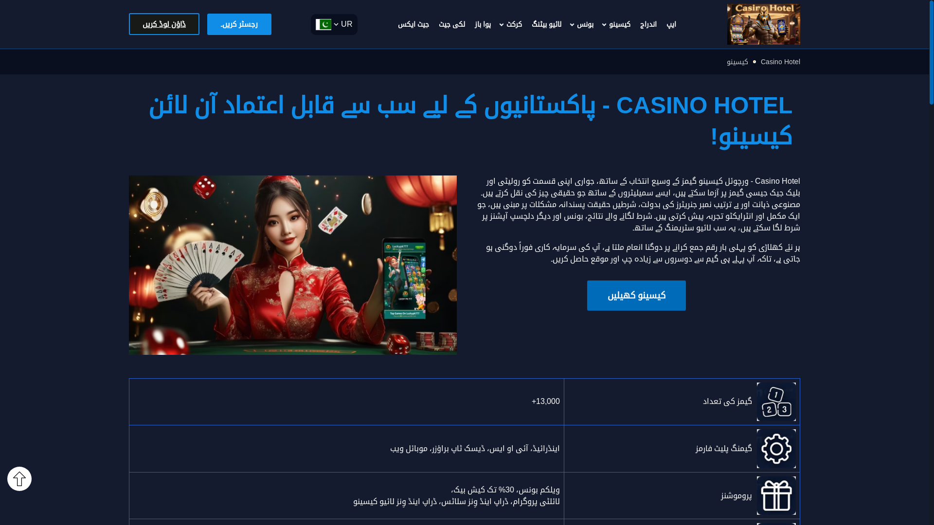 website screenshot of https://casinohotelsx.com