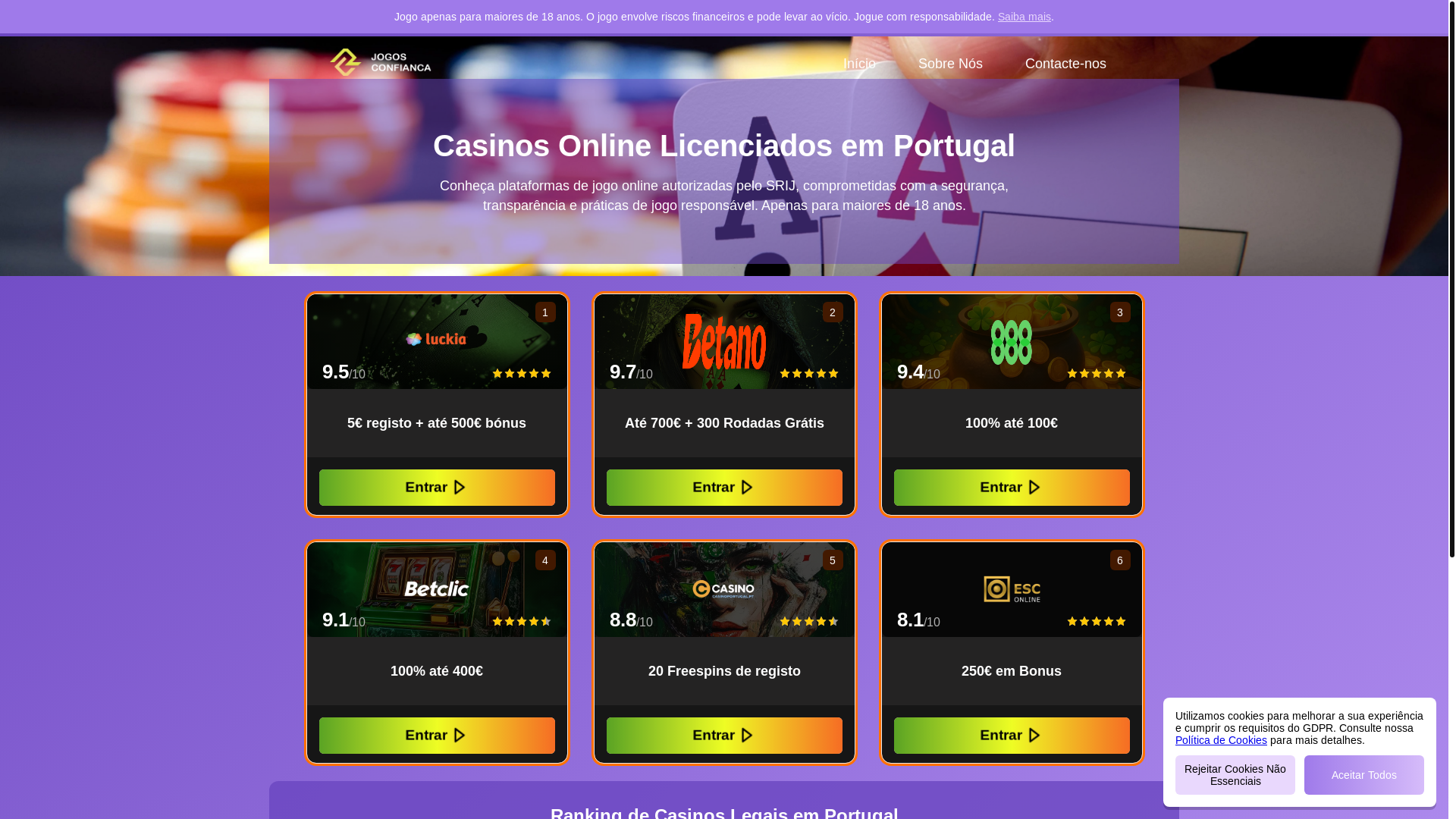 website screenshot of https://jogosconfianca.com/