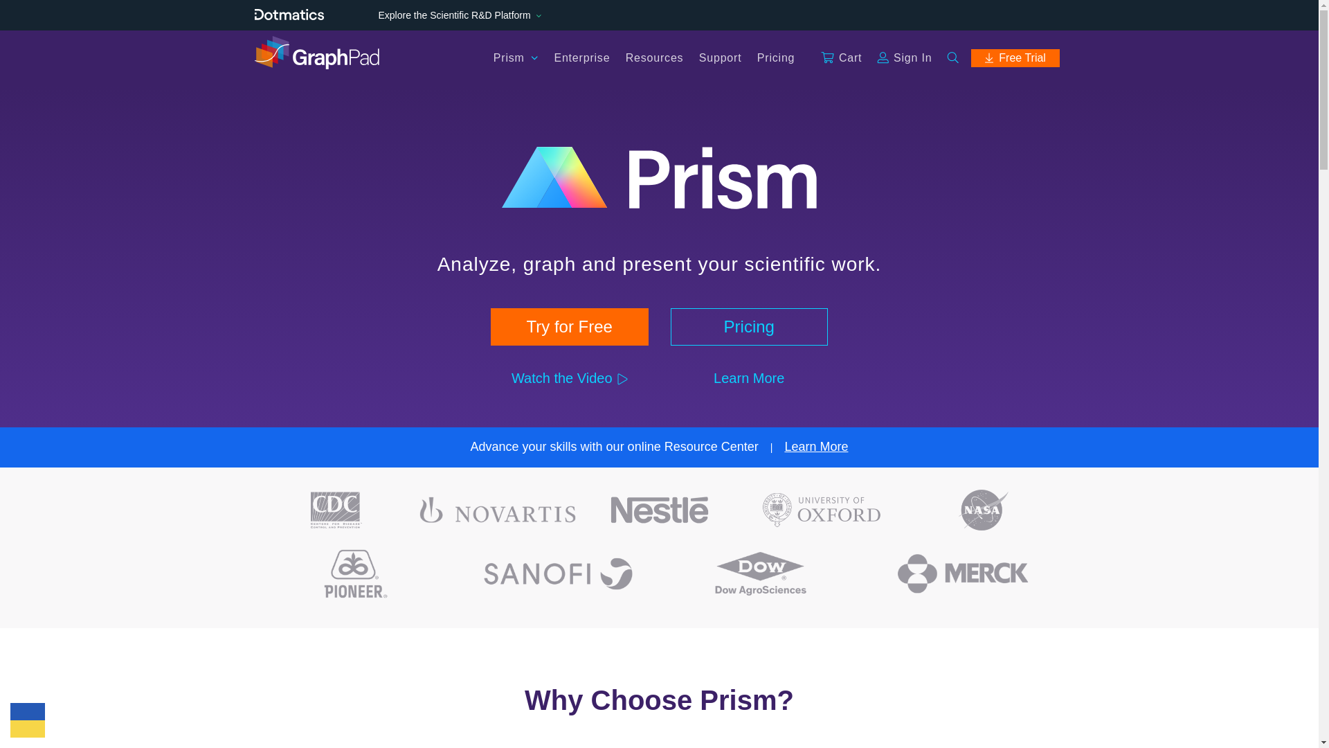 website screenshot of https://graphpad.com