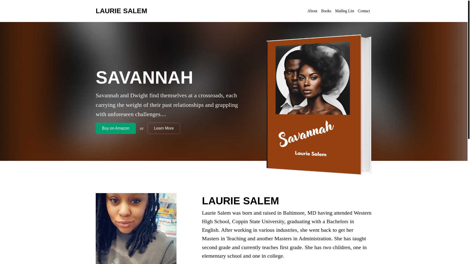 website screenshot of https://authorlauriesalem.com/
