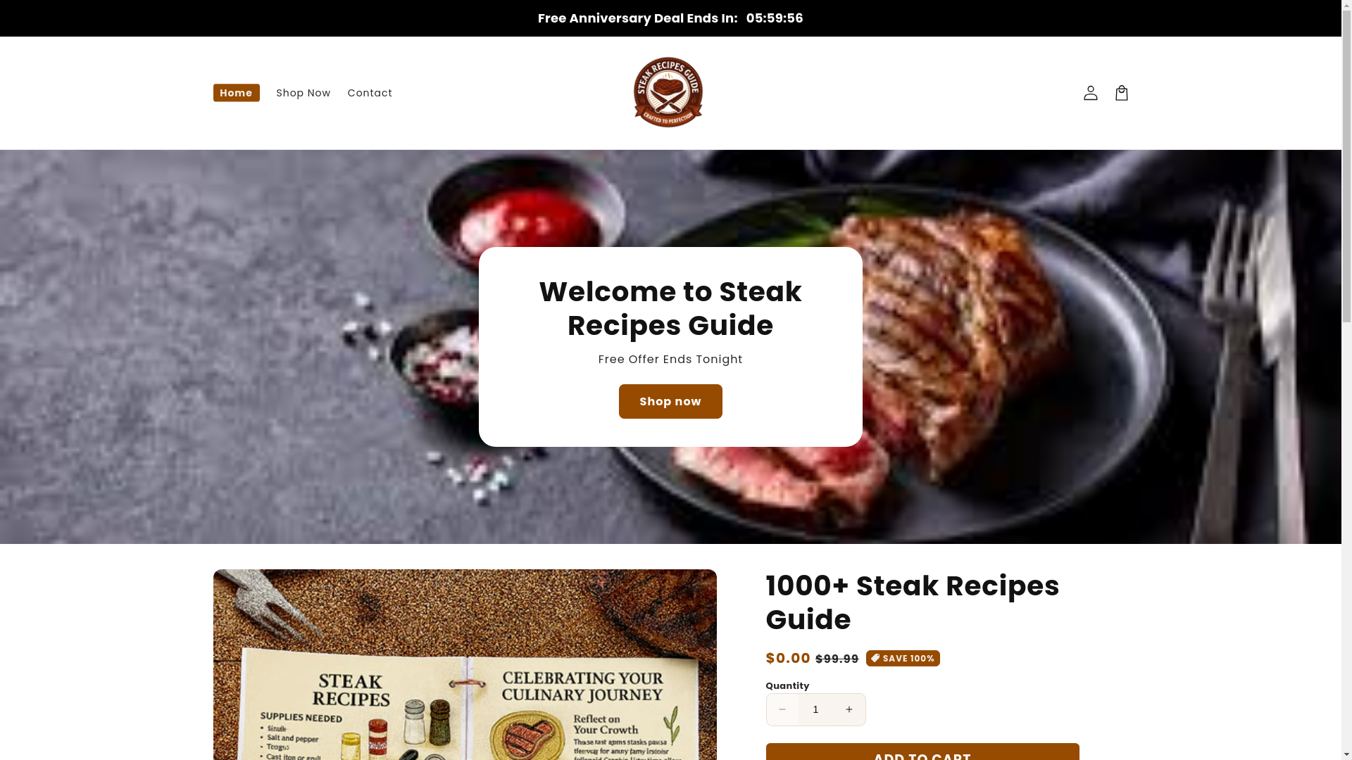website screenshot of https://steakrecipesguide.com/