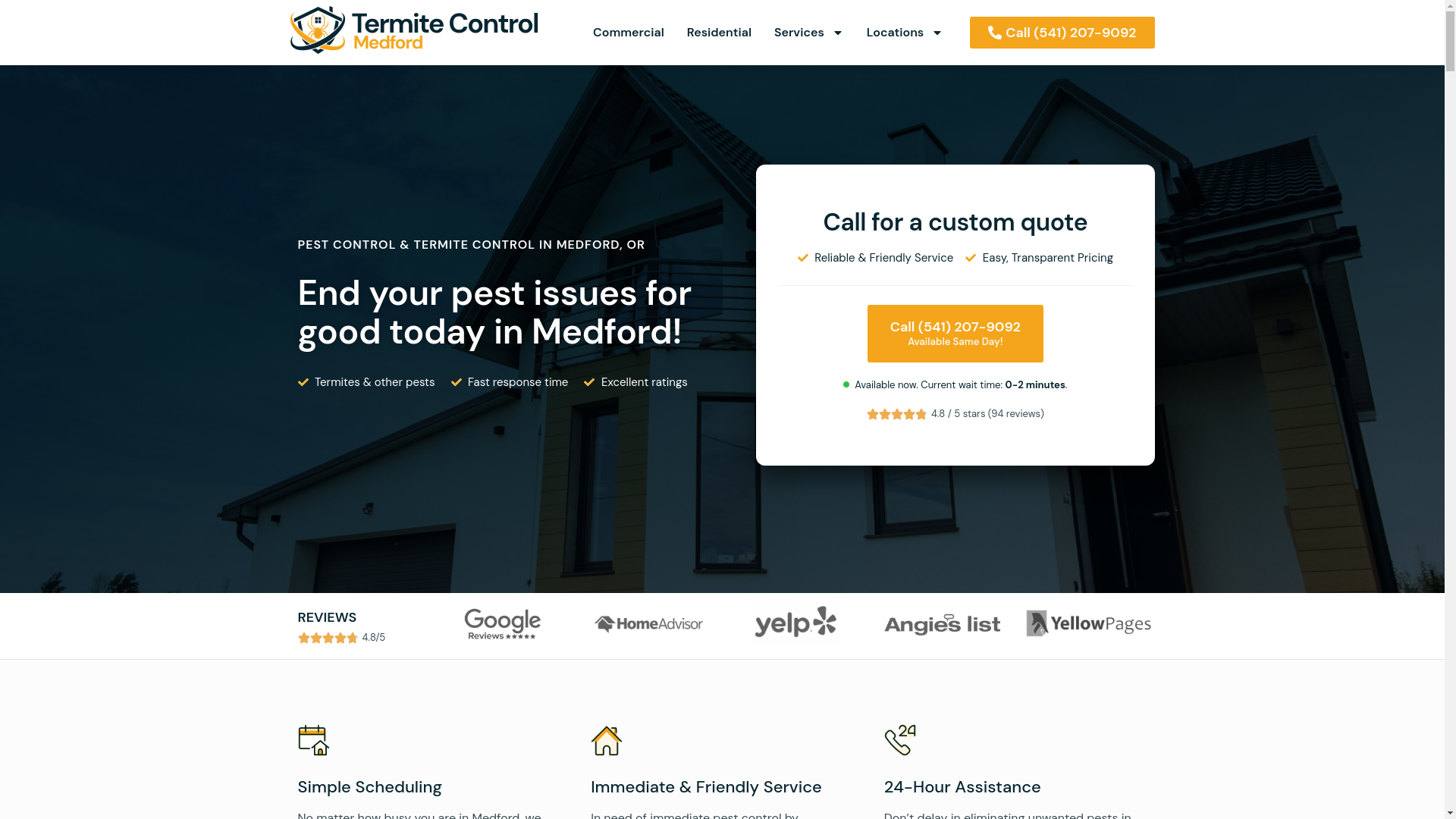 website screenshot of https://medfordtermites.com/