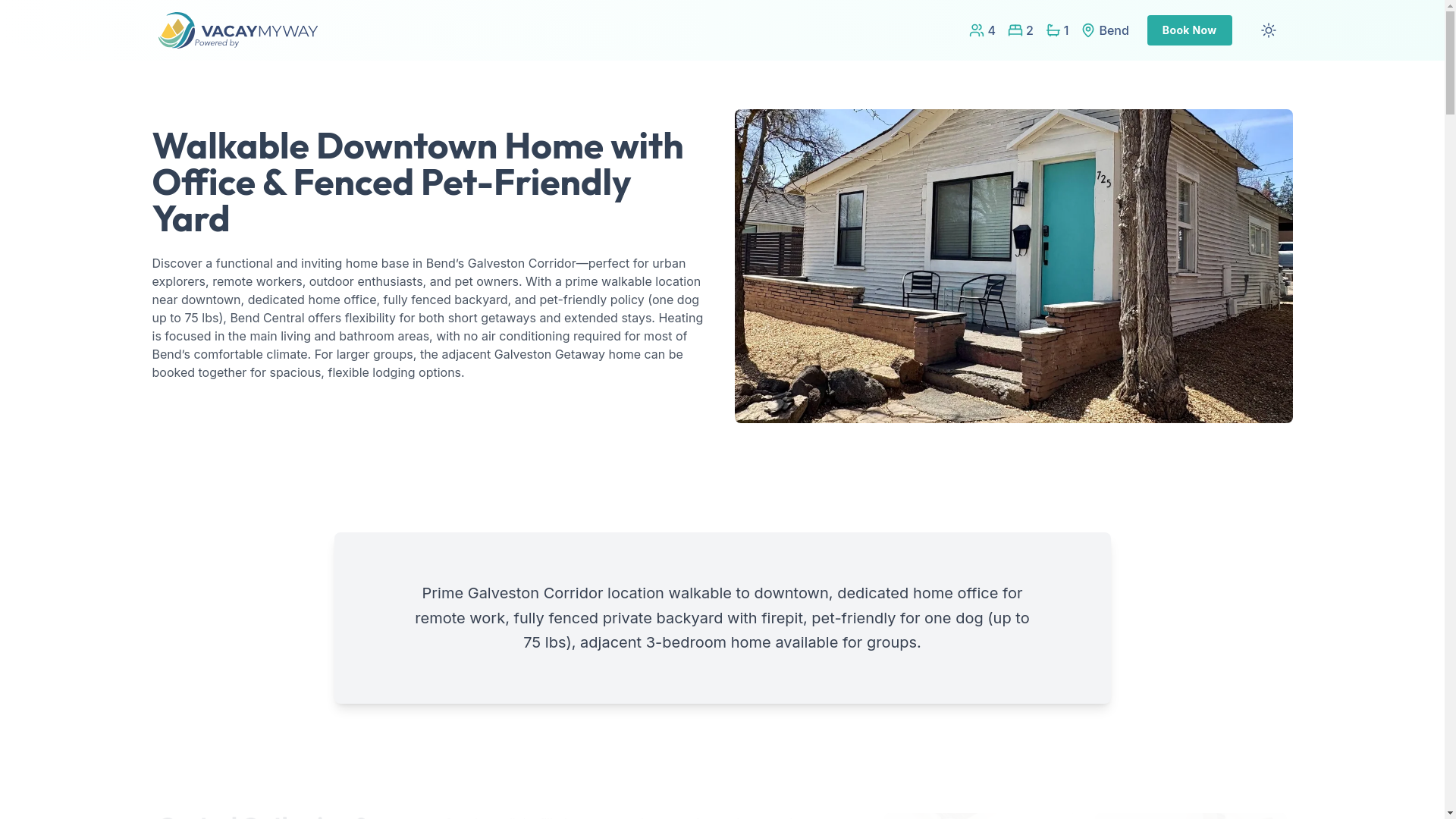 website screenshot of https://bendcentral.house/