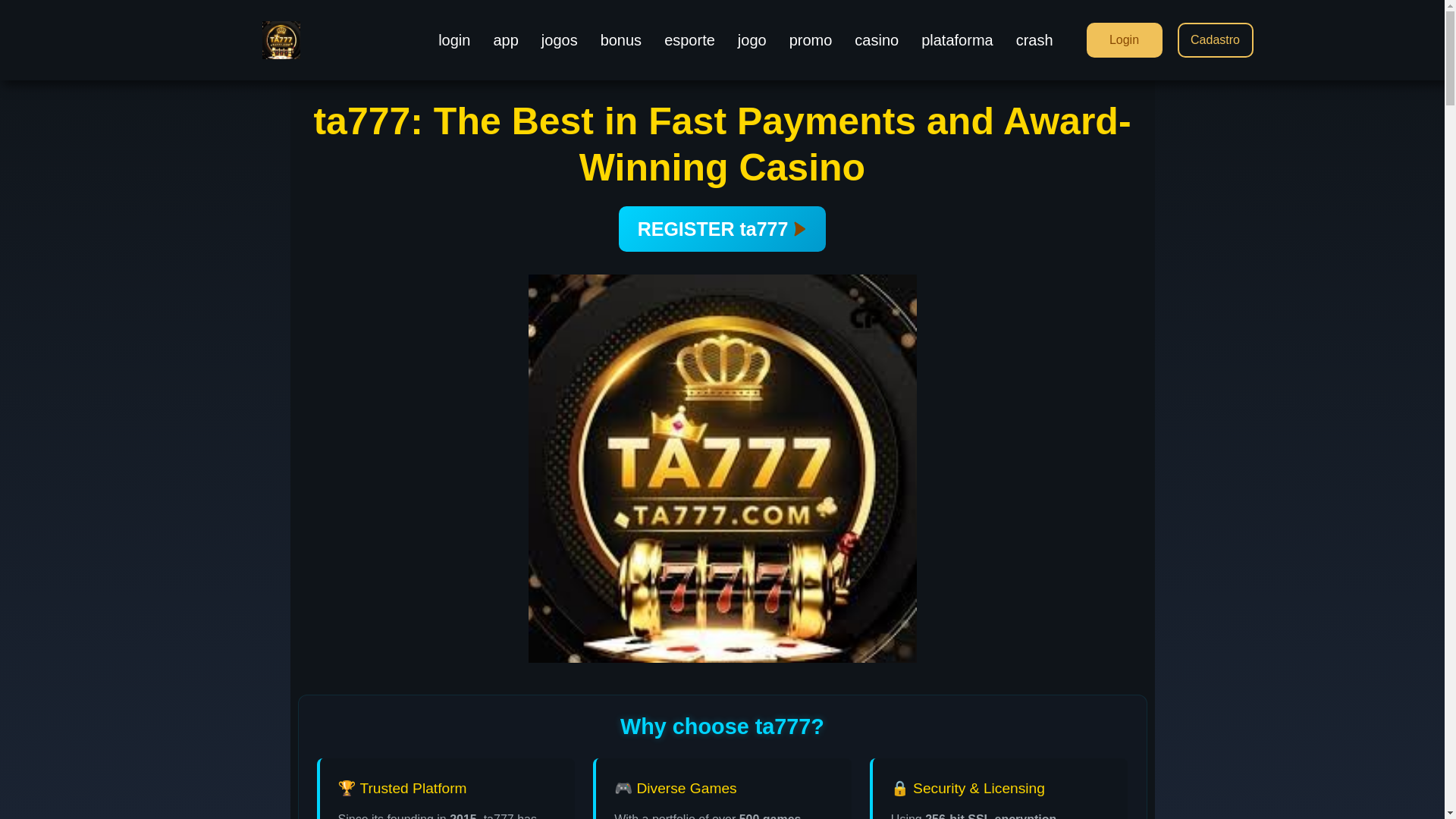 website screenshot of https://ta777slot.com/