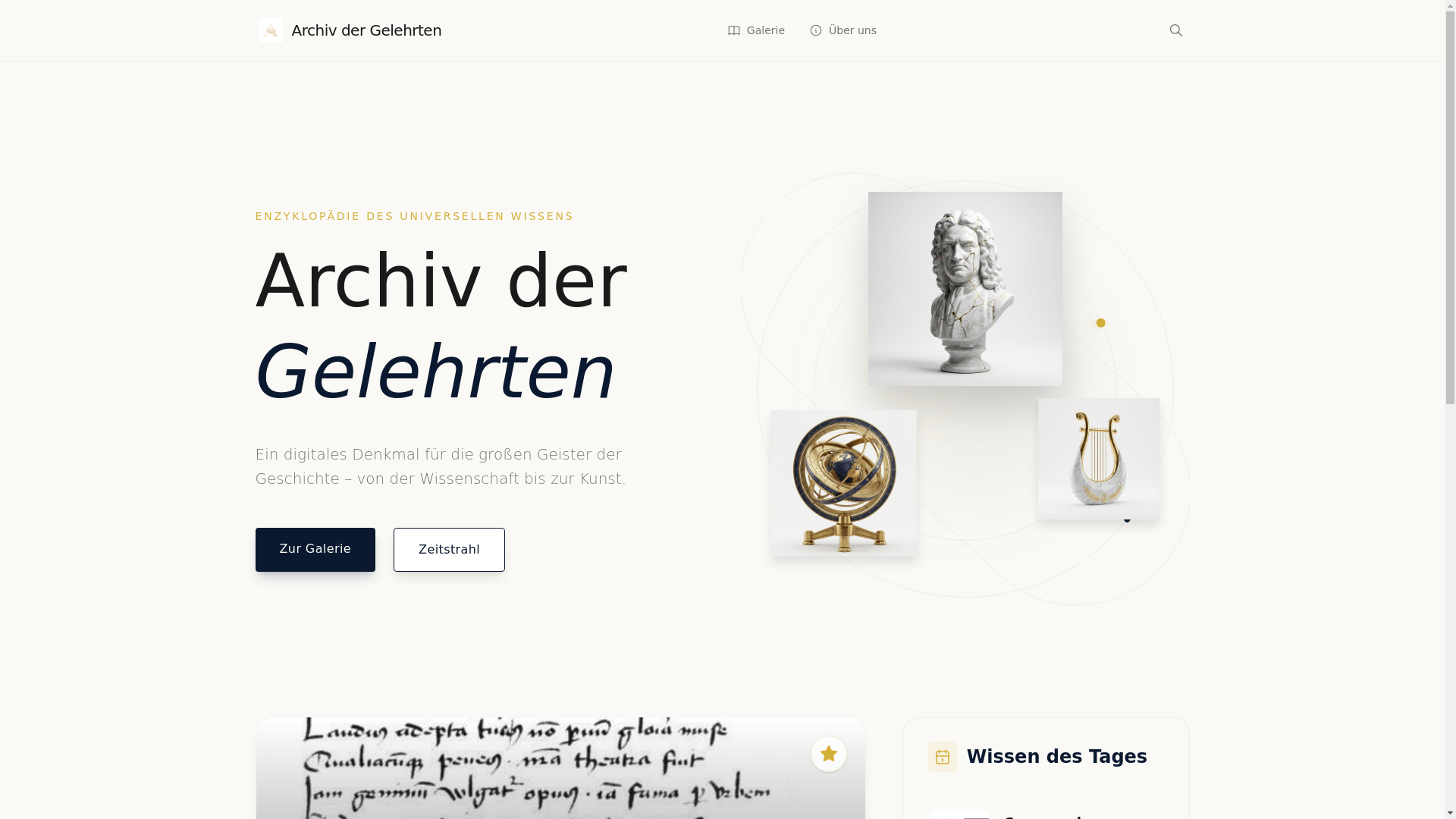 website screenshot of https://archivdergelehrten.de/