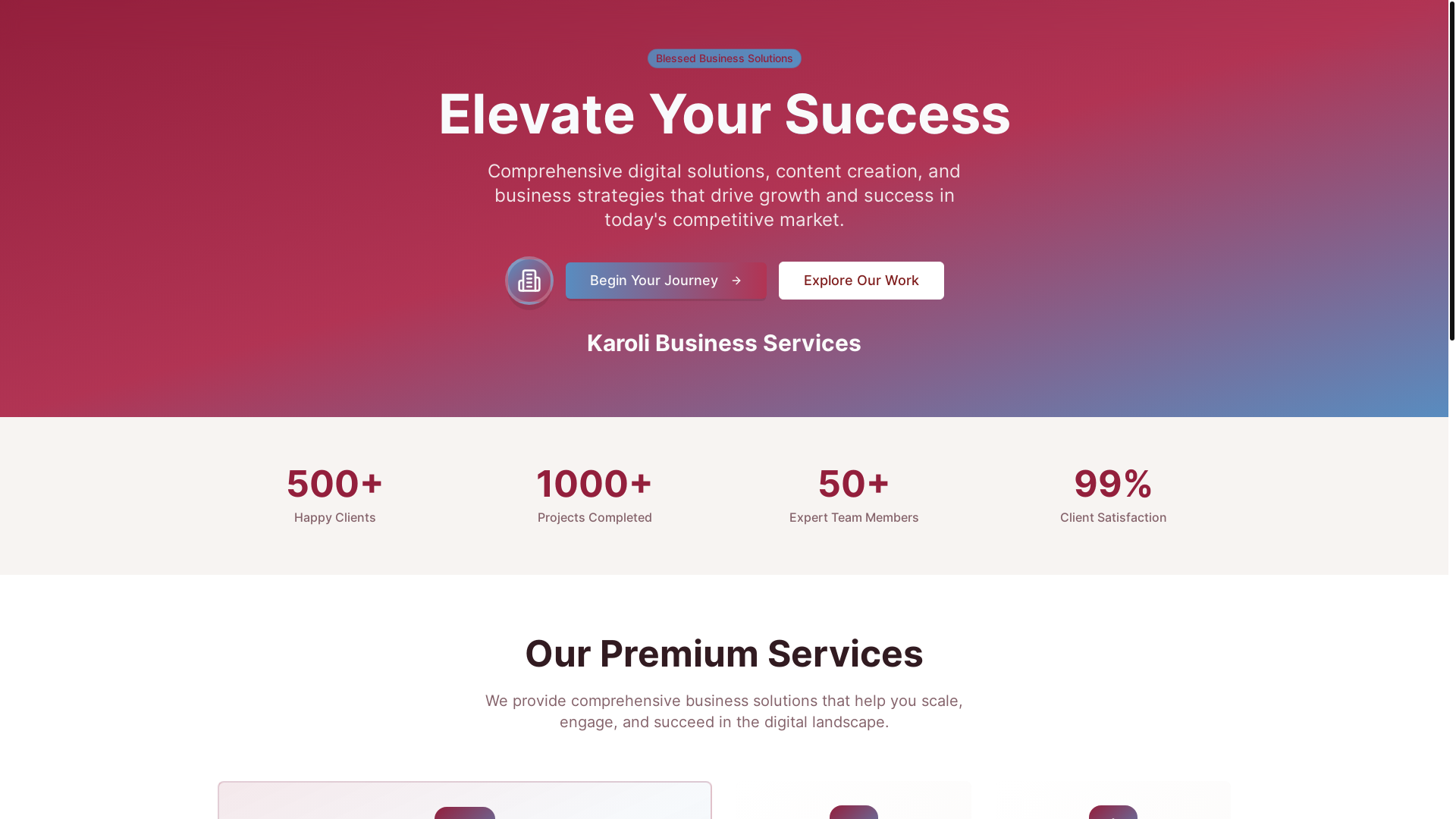 website screenshot of https://karolibusinessservices.com/