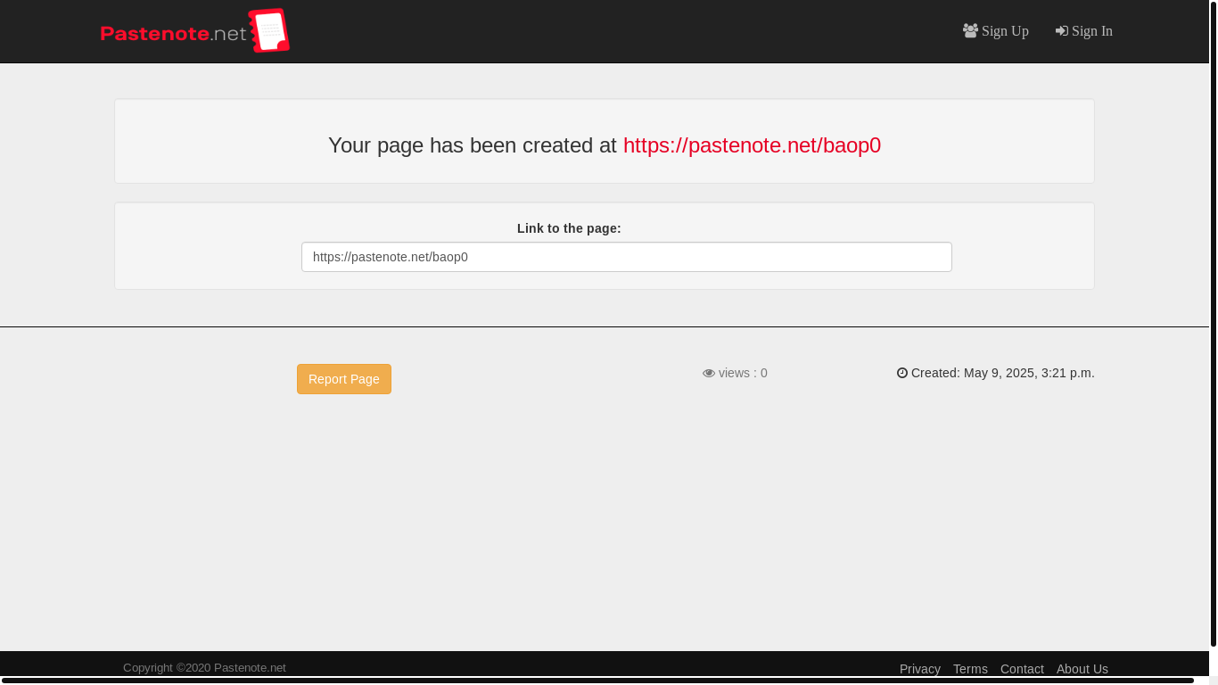 website screenshot of https://pastenote.net/link/baop0