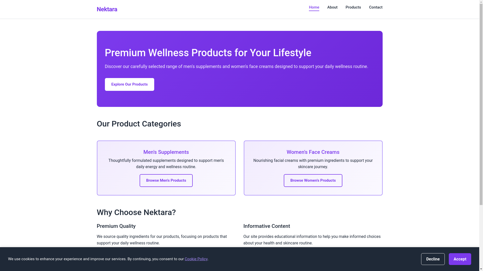 website screenshot of https://nektaracz.info/