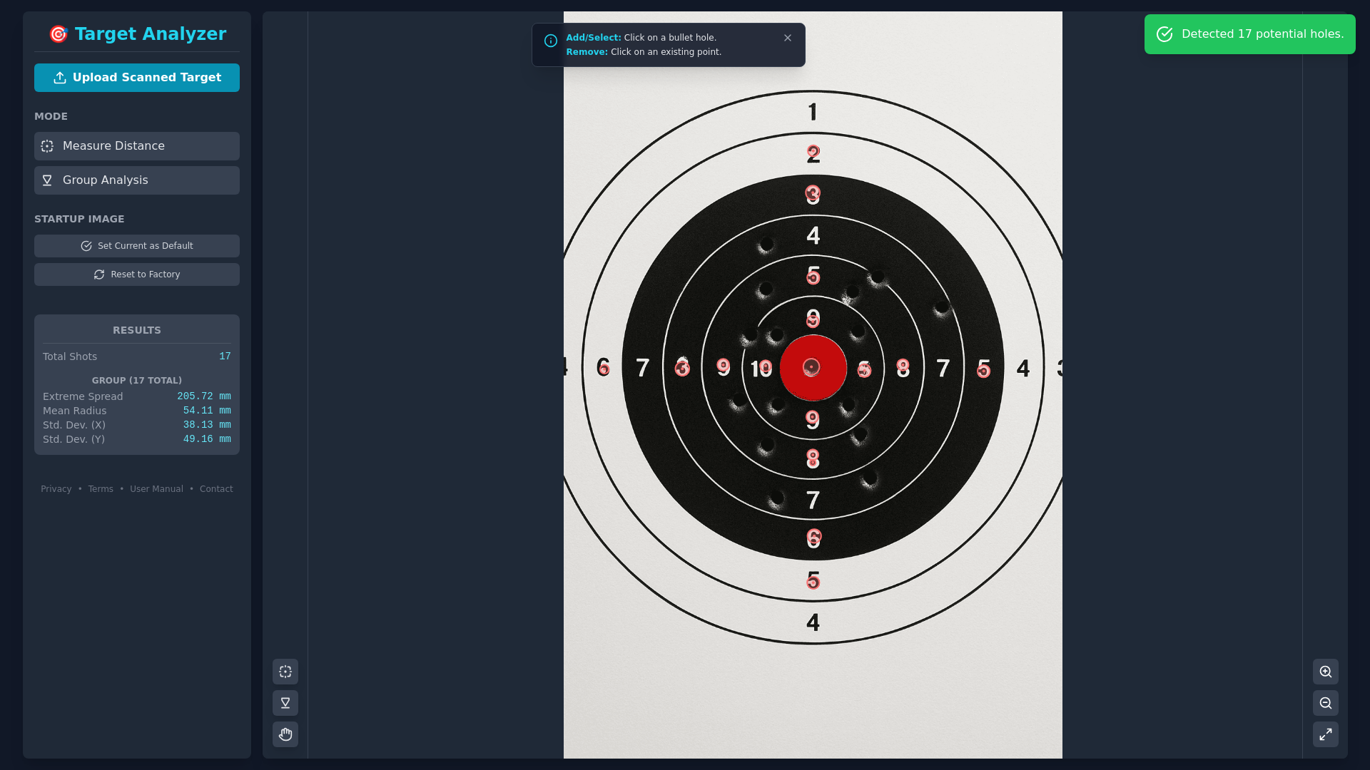 website screenshot of https://targetanalyzer.online/