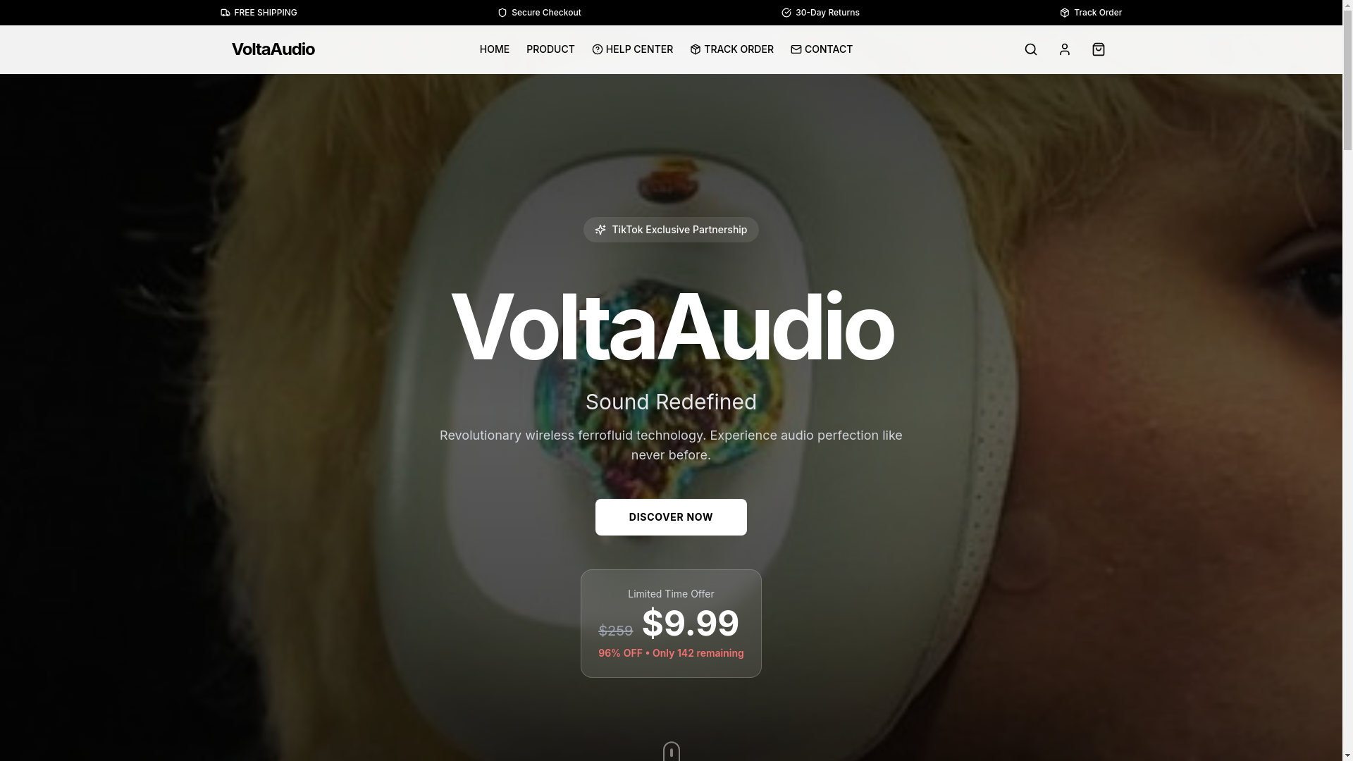 website screenshot of https://voltaverse.shop/