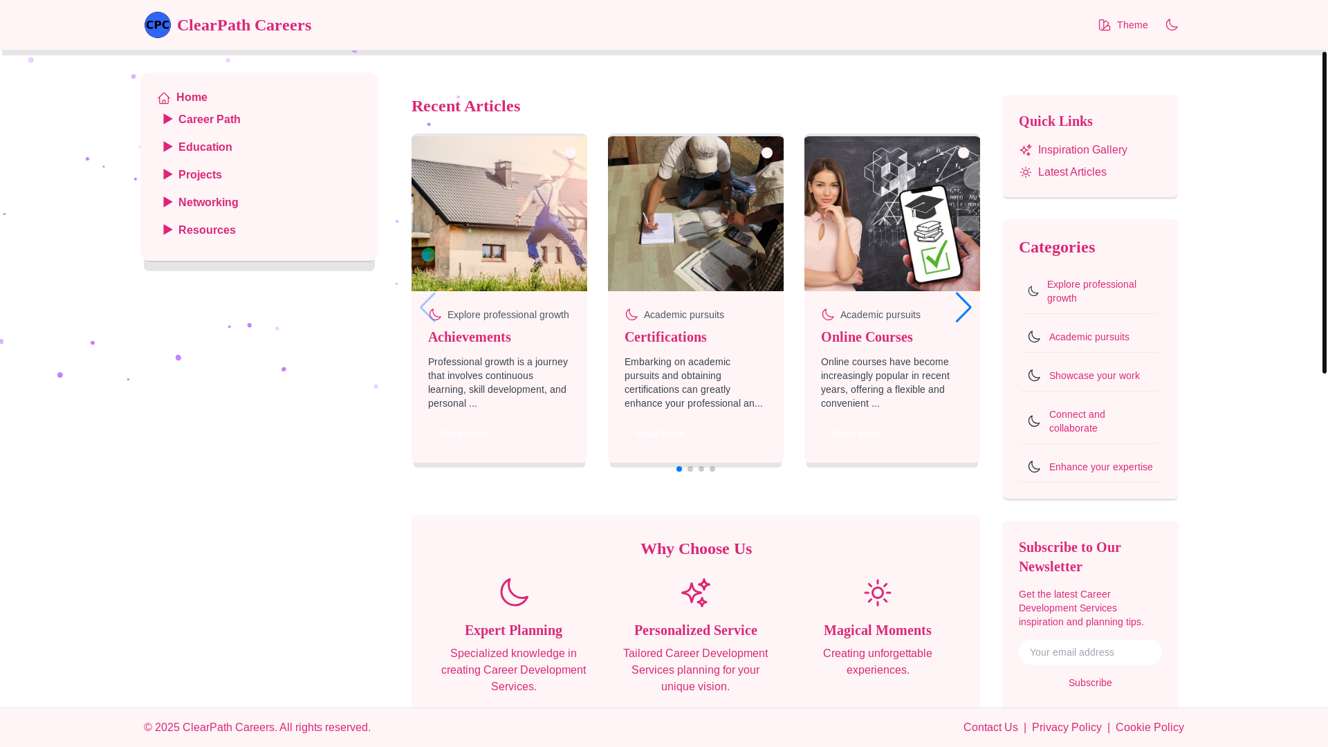 website screenshot of https://clearcareerpath.xyz/