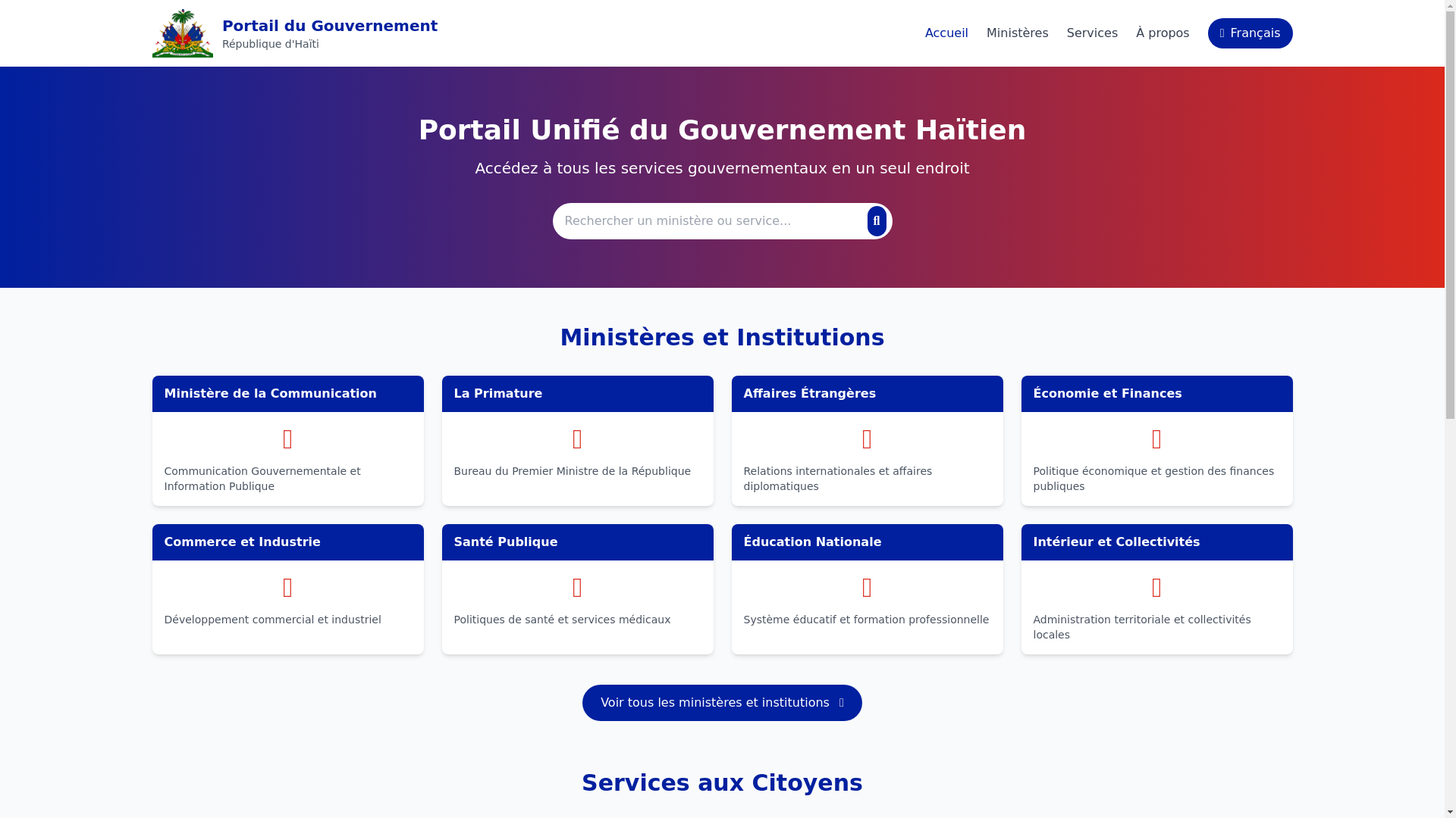 website screenshot of https://govofhaiti.org/
