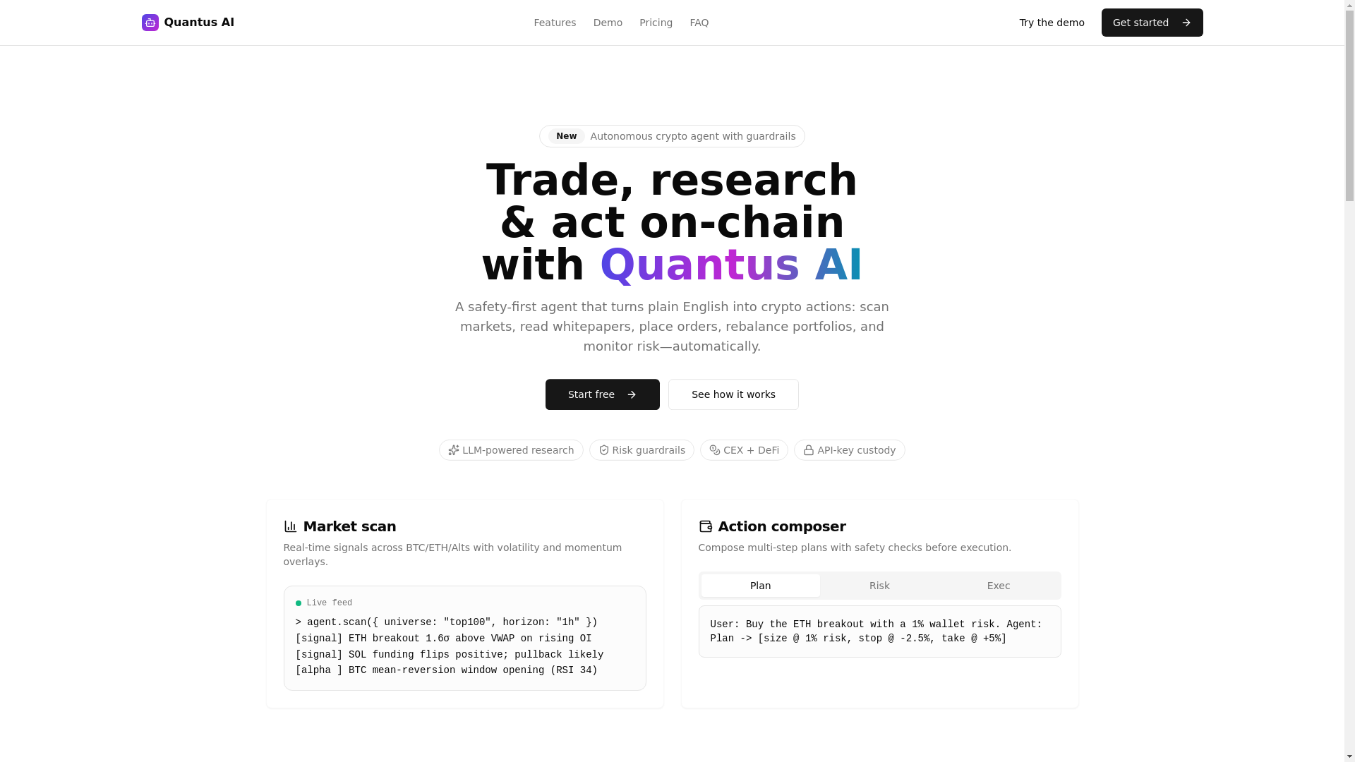 website screenshot of https://quantus-ai.com/
