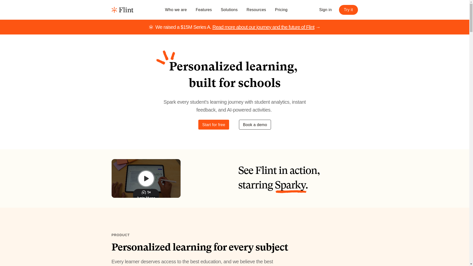 website screenshot of https://flintk12web.com/