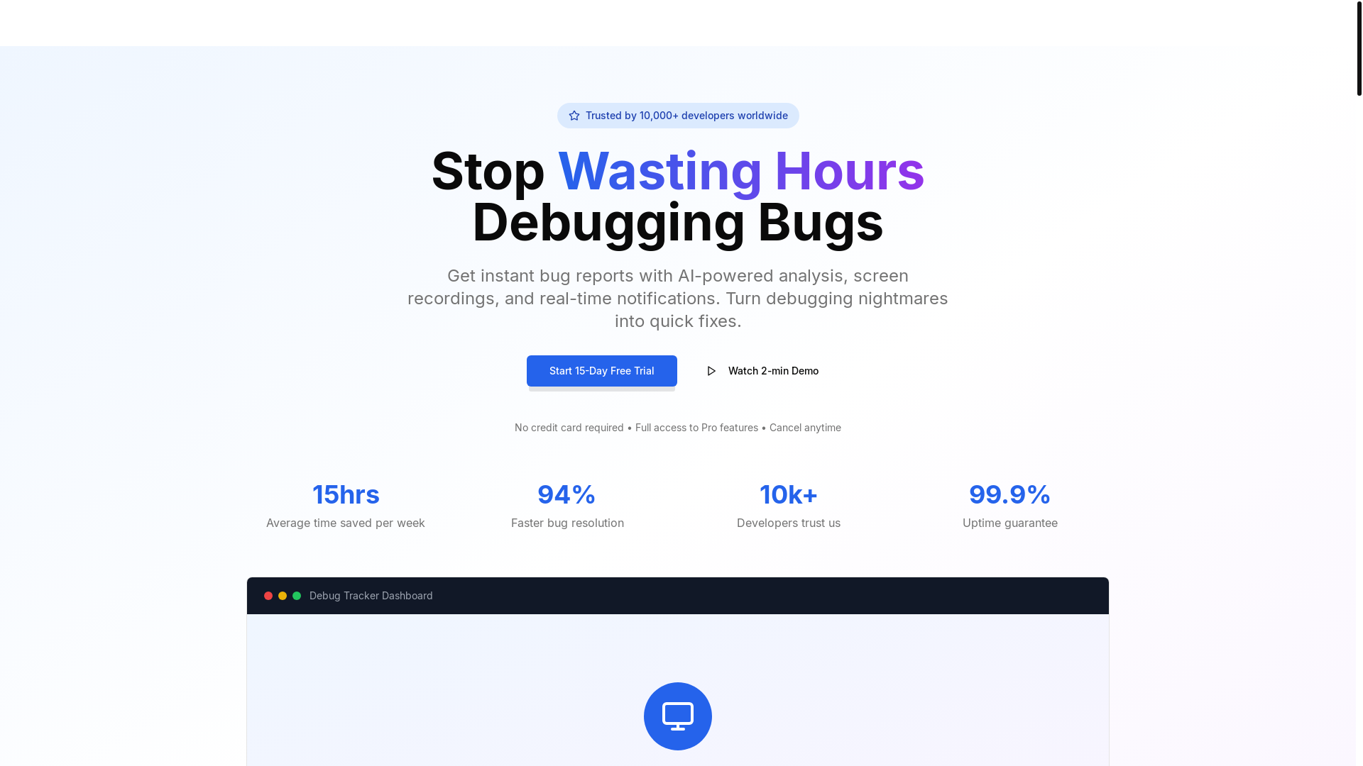 website screenshot of https://bugtracker.tools/