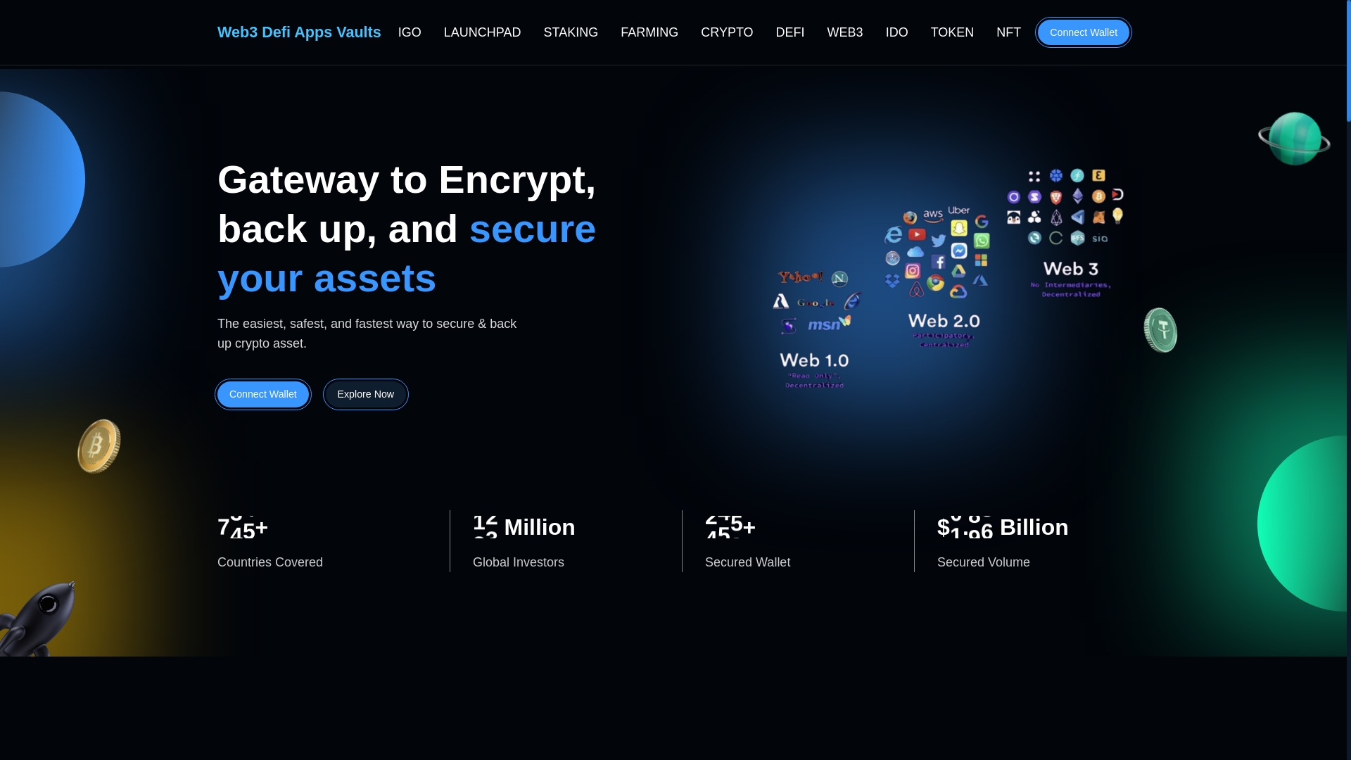 website screenshot of https://web3defiappsvaults.org/