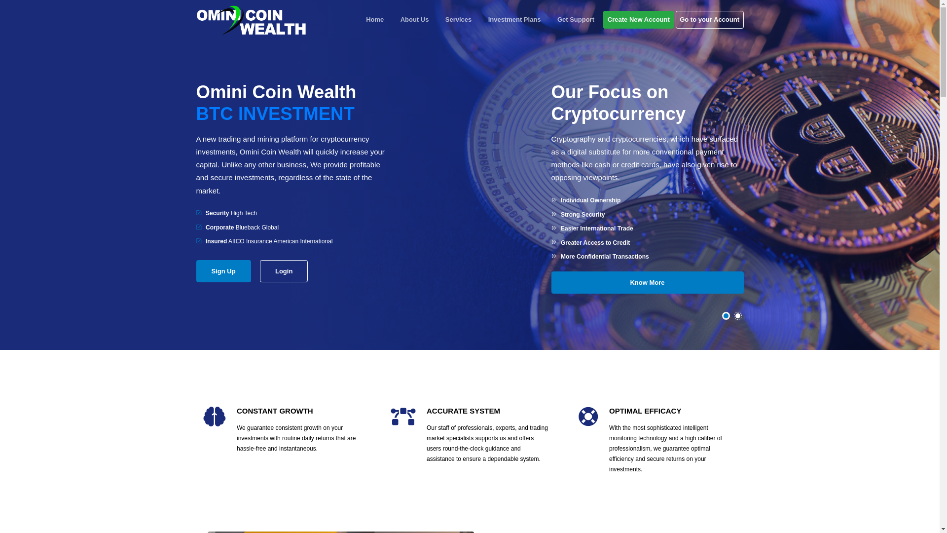 website screenshot of http://ominicoin.com/