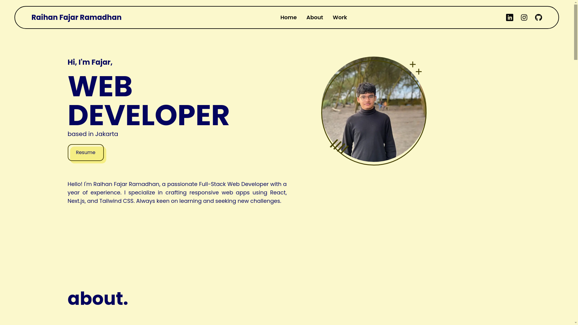 website screenshot of https://raihanfajar.cloud/
