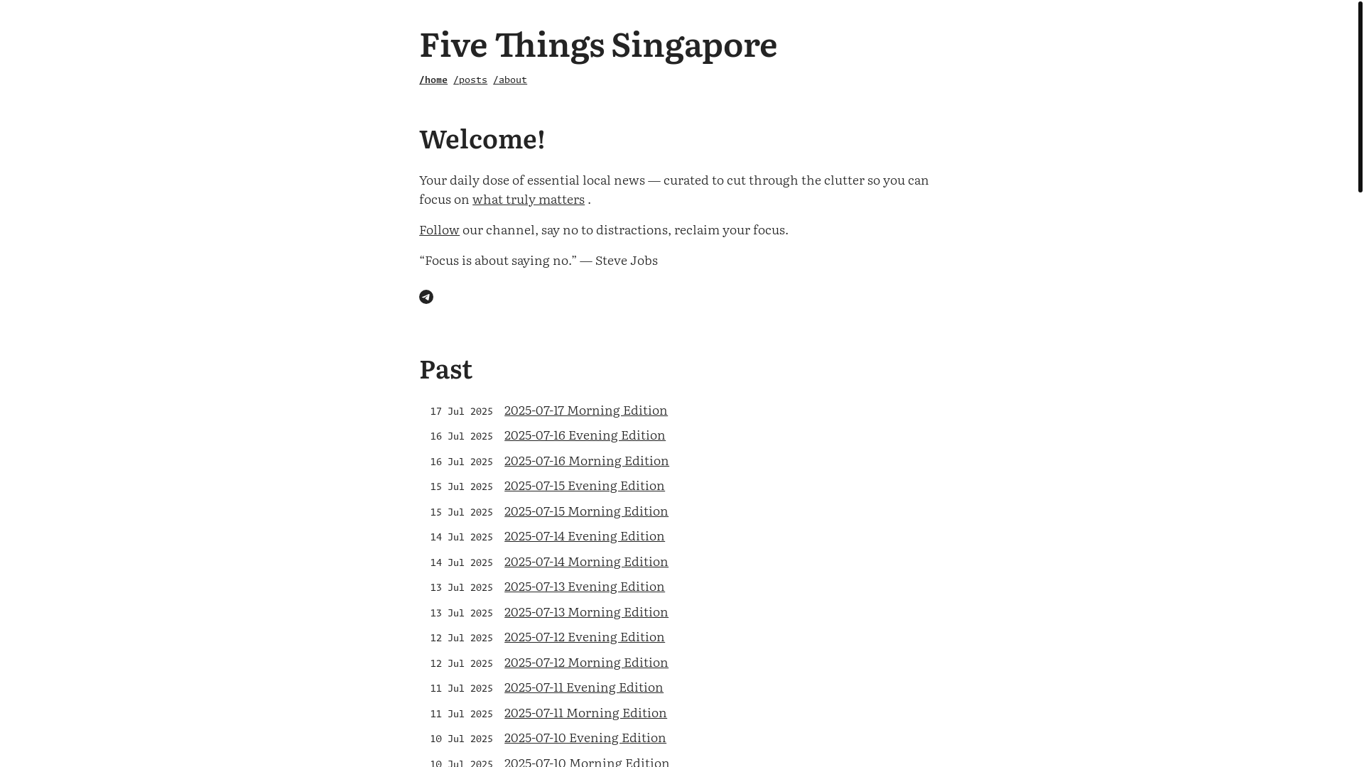 website screenshot of https://five-things.pages.dev/
