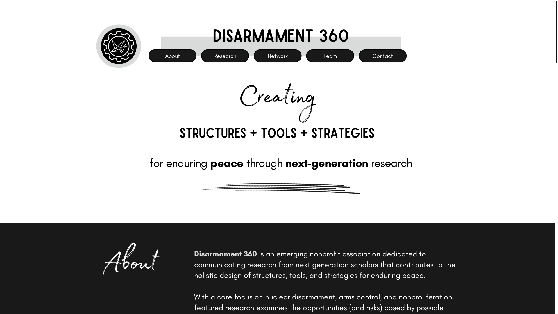 website screenshot of https://disarmament360.org/