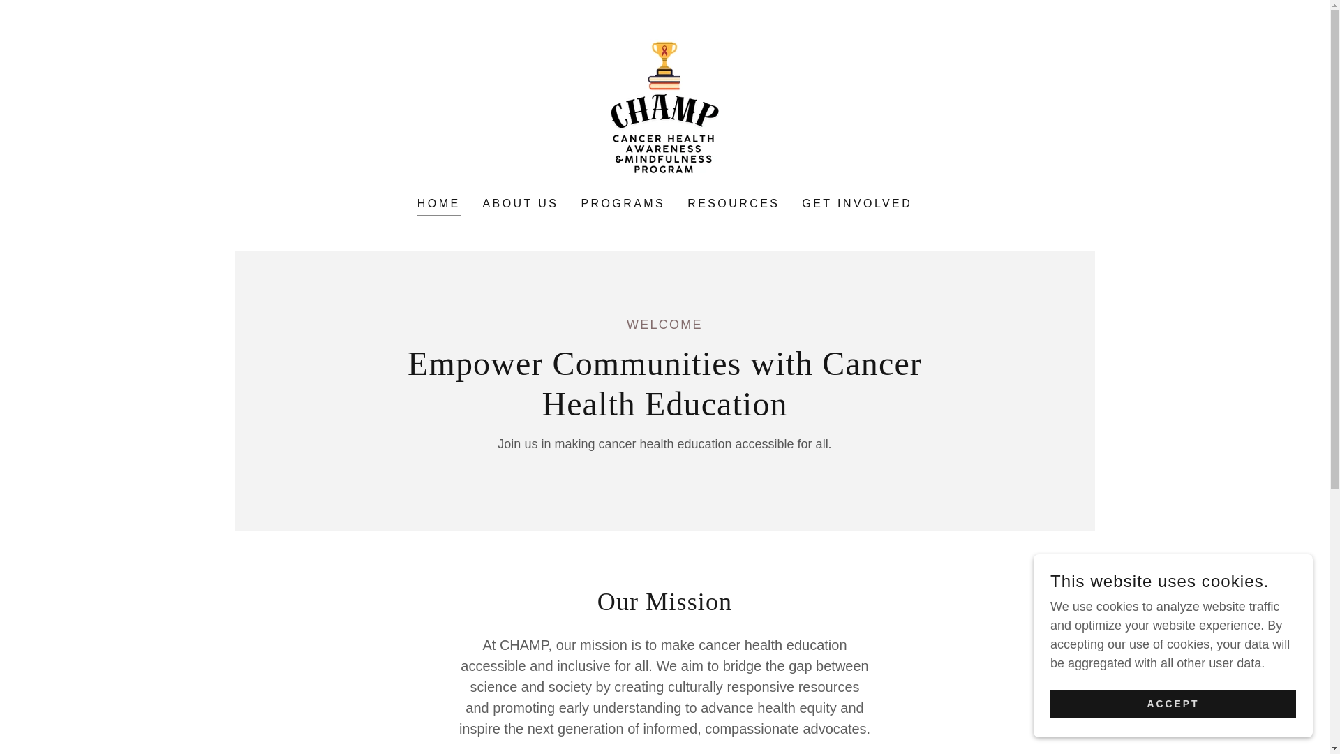 website screenshot of https://champcancer.com/
