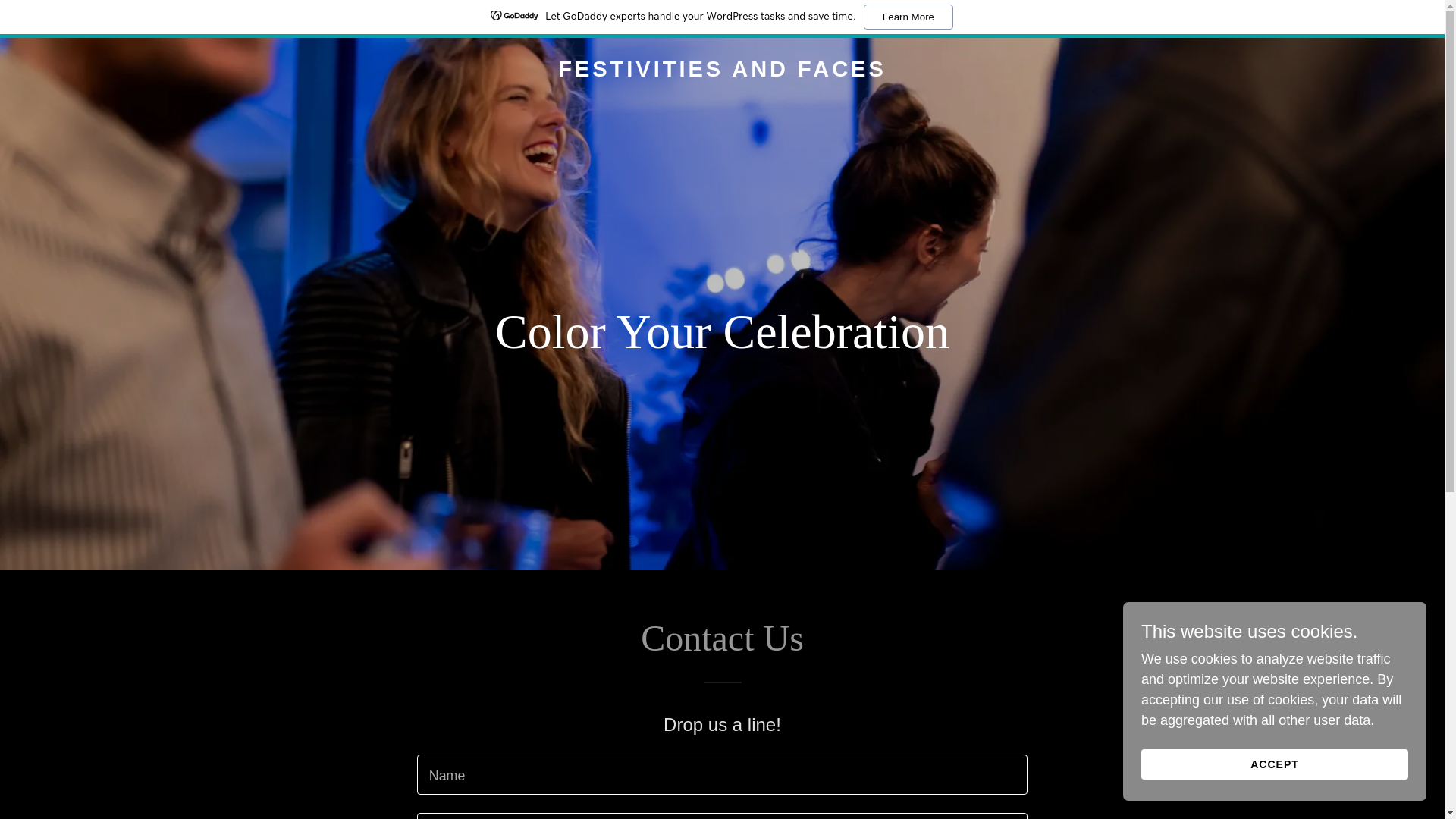 website screenshot of https://festivitiesandfaces.net/