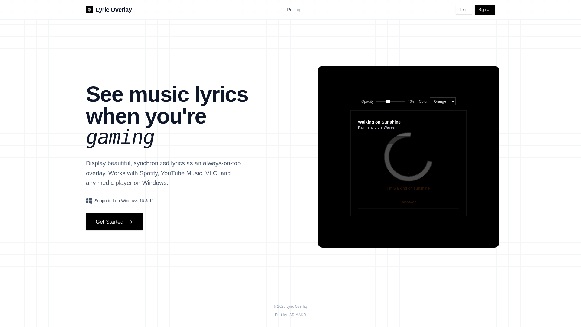 website screenshot of https://lyricoverlay.com/