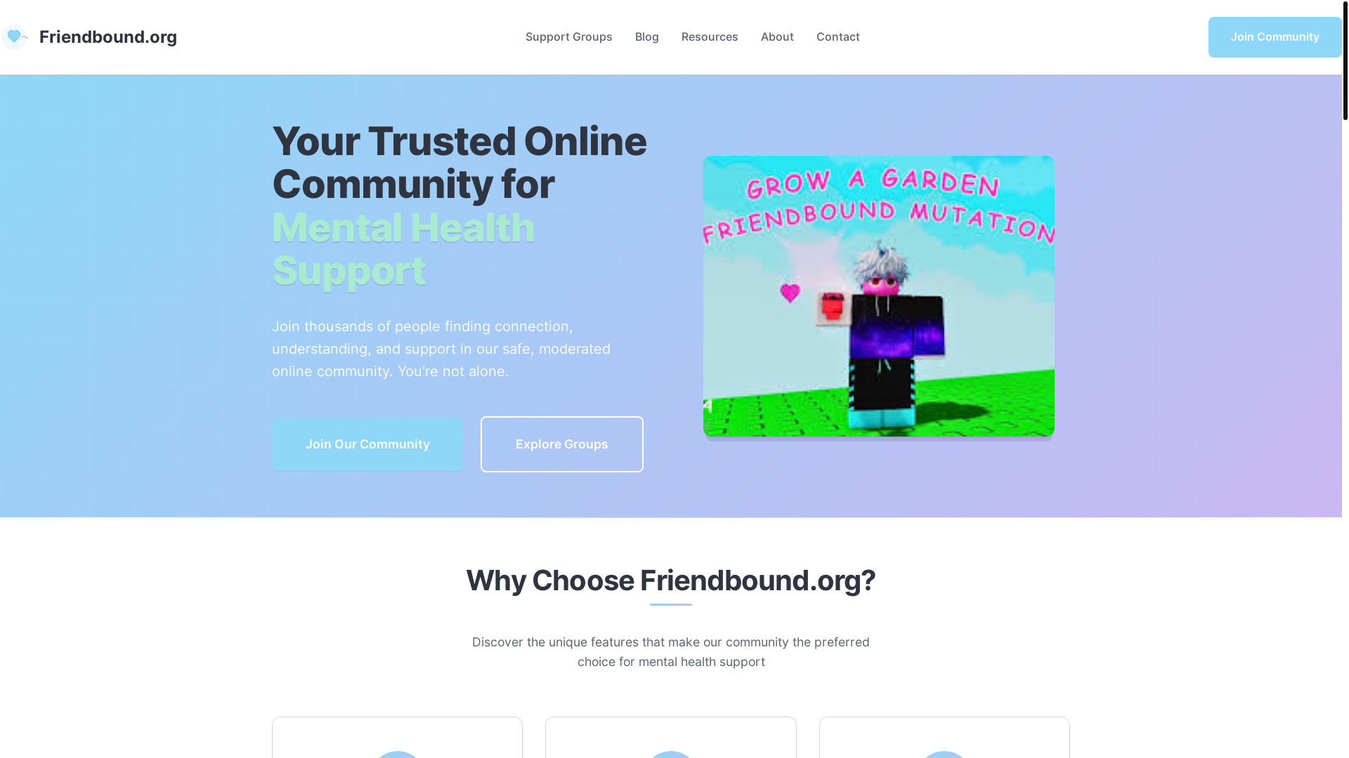 website screenshot of https://friendbound-org.pages.dev/