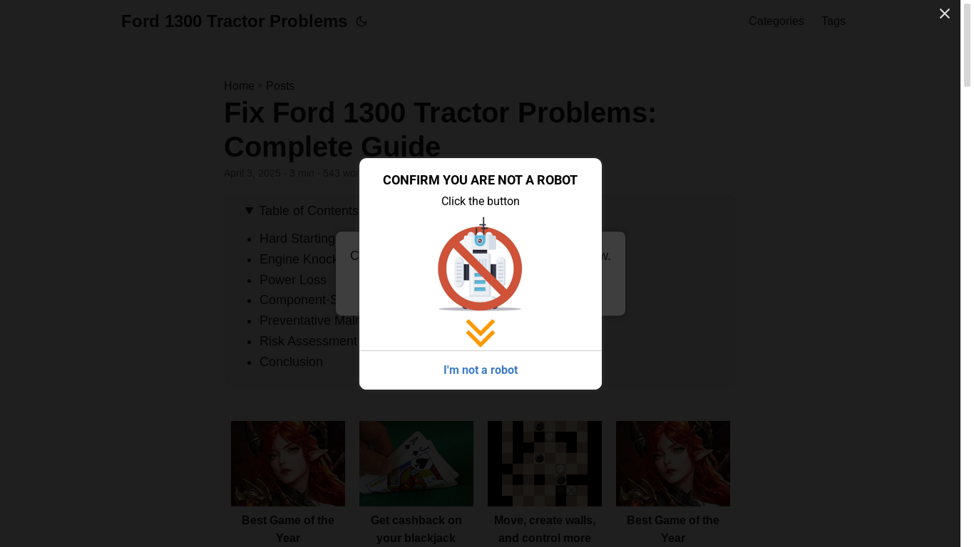 website screenshot of https://ford-1300-tractor-problems.pages.dev/