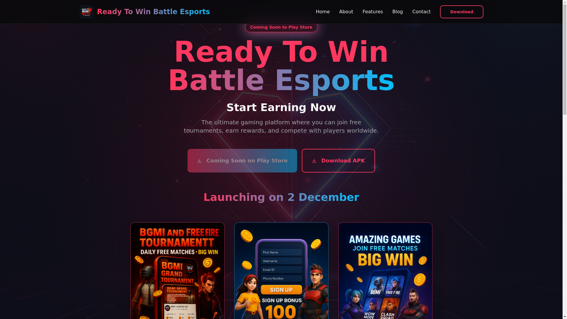 website screenshot of https://readytowinbattle.xyz/