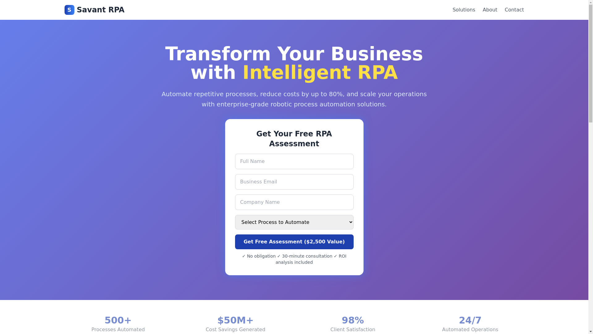 website screenshot of https://savant-automation-landing.pages.dev/