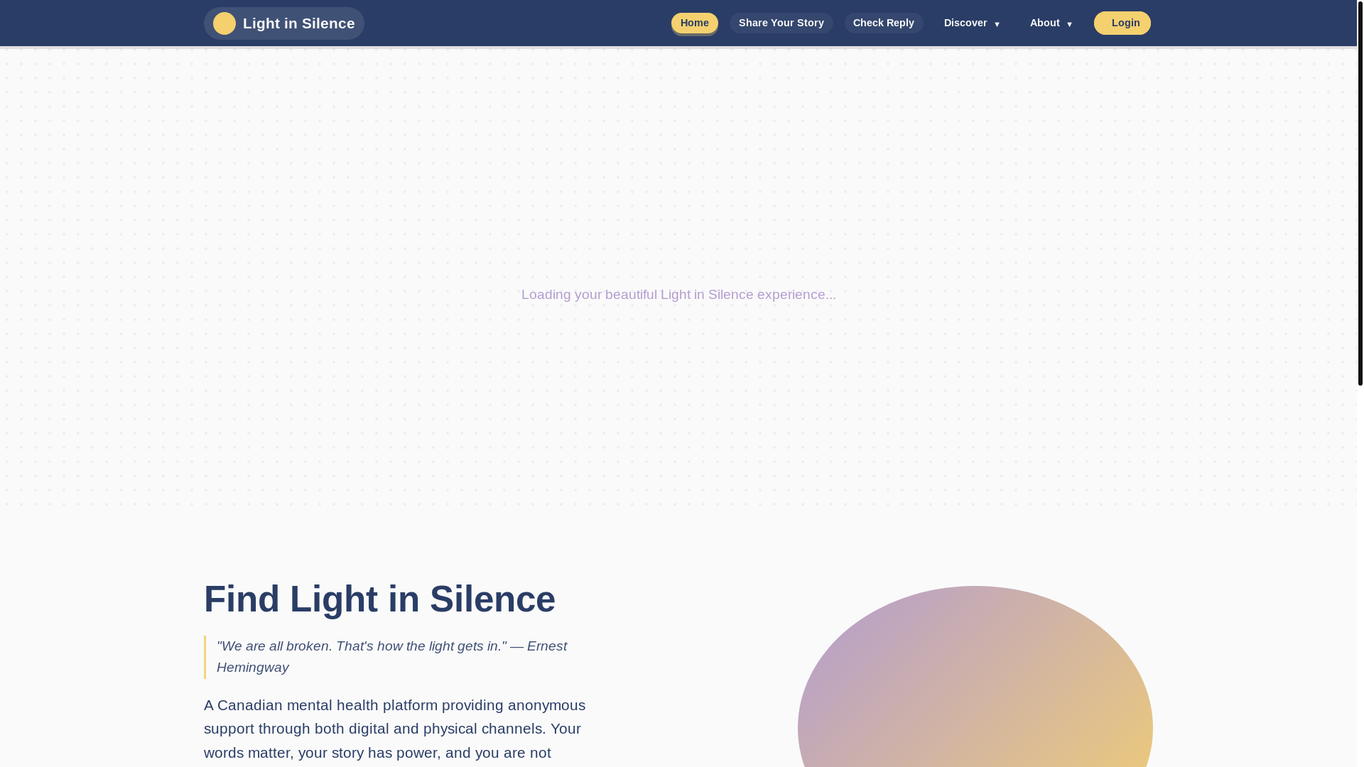 website screenshot of https://lightinsilence.pages.dev/