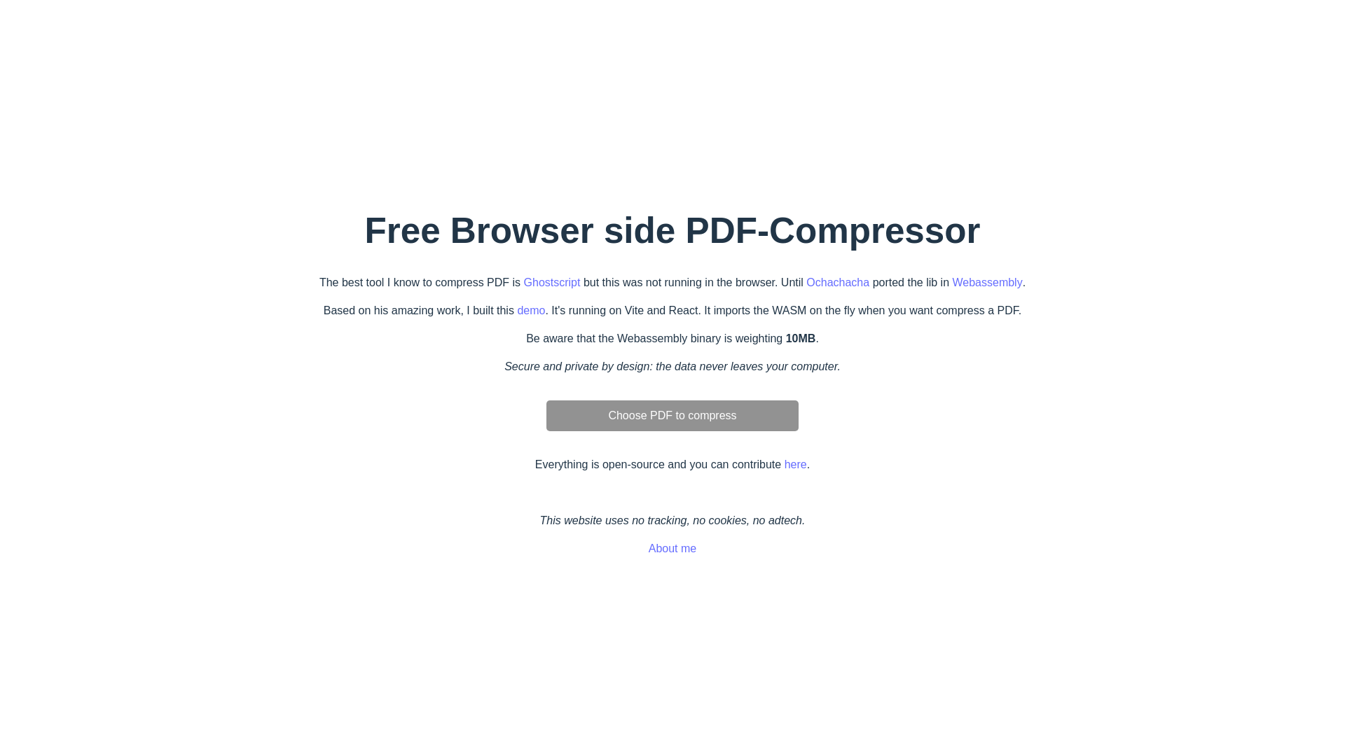 website screenshot of https://laurentmmeyer.github.io/ghostscript-pdf-compress.wasm/