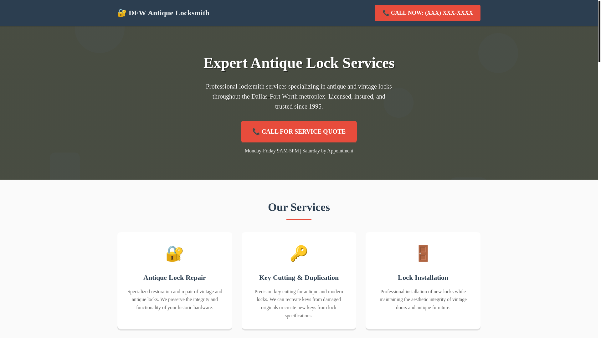 website screenshot of https://dfwantiquelocksmith.pages.dev/