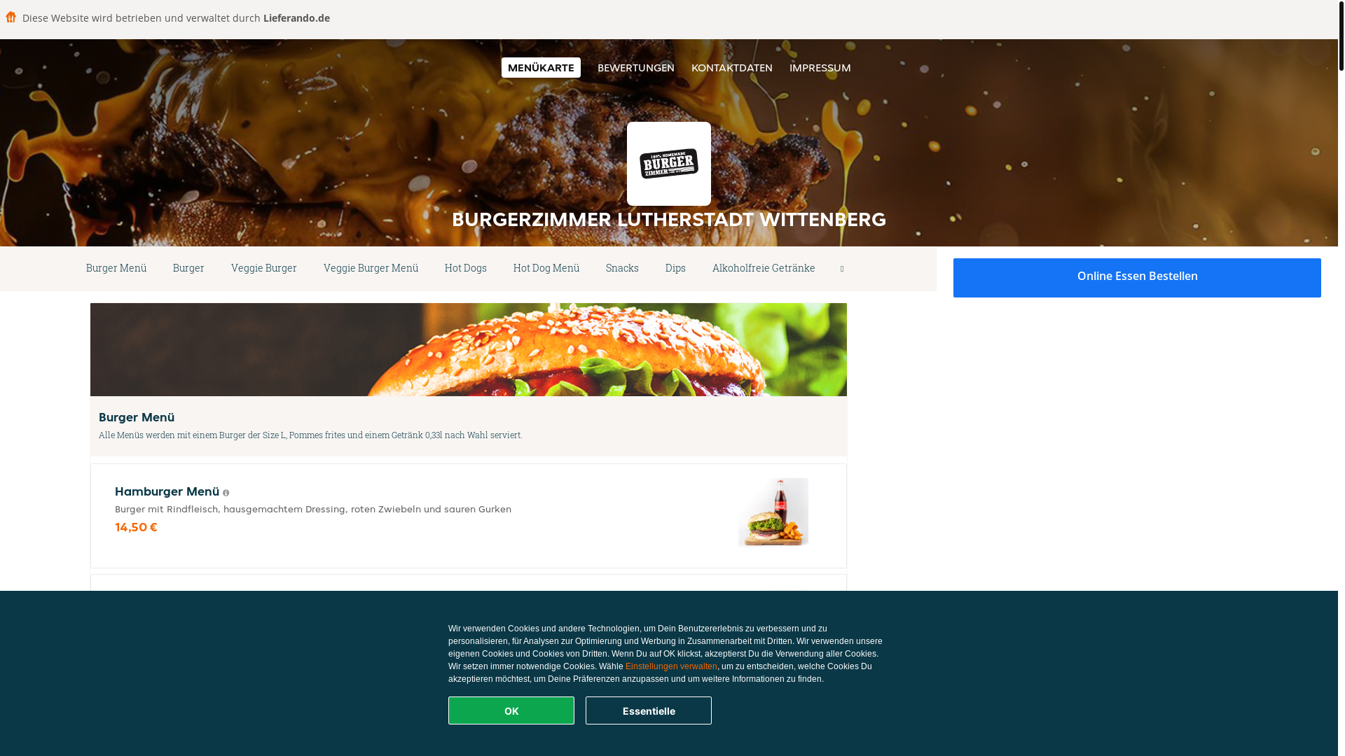 website screenshot of https://burgerzimmer-lutherstadt-wittenberg.de/