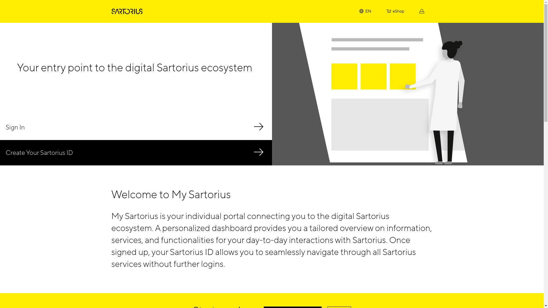 website screenshot of https://my.sartorius.com/