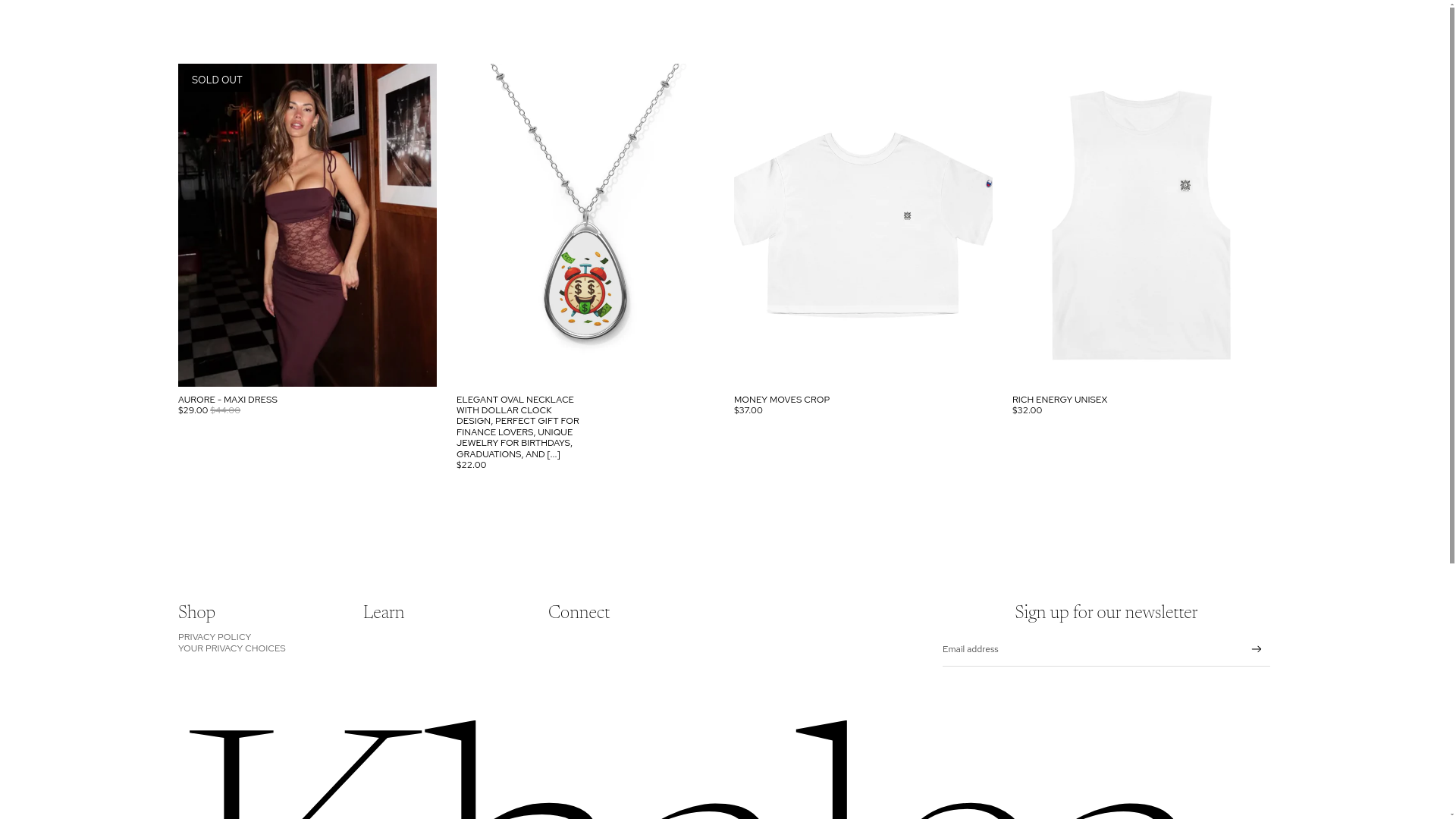 website screenshot of https://khaleacollection.store/